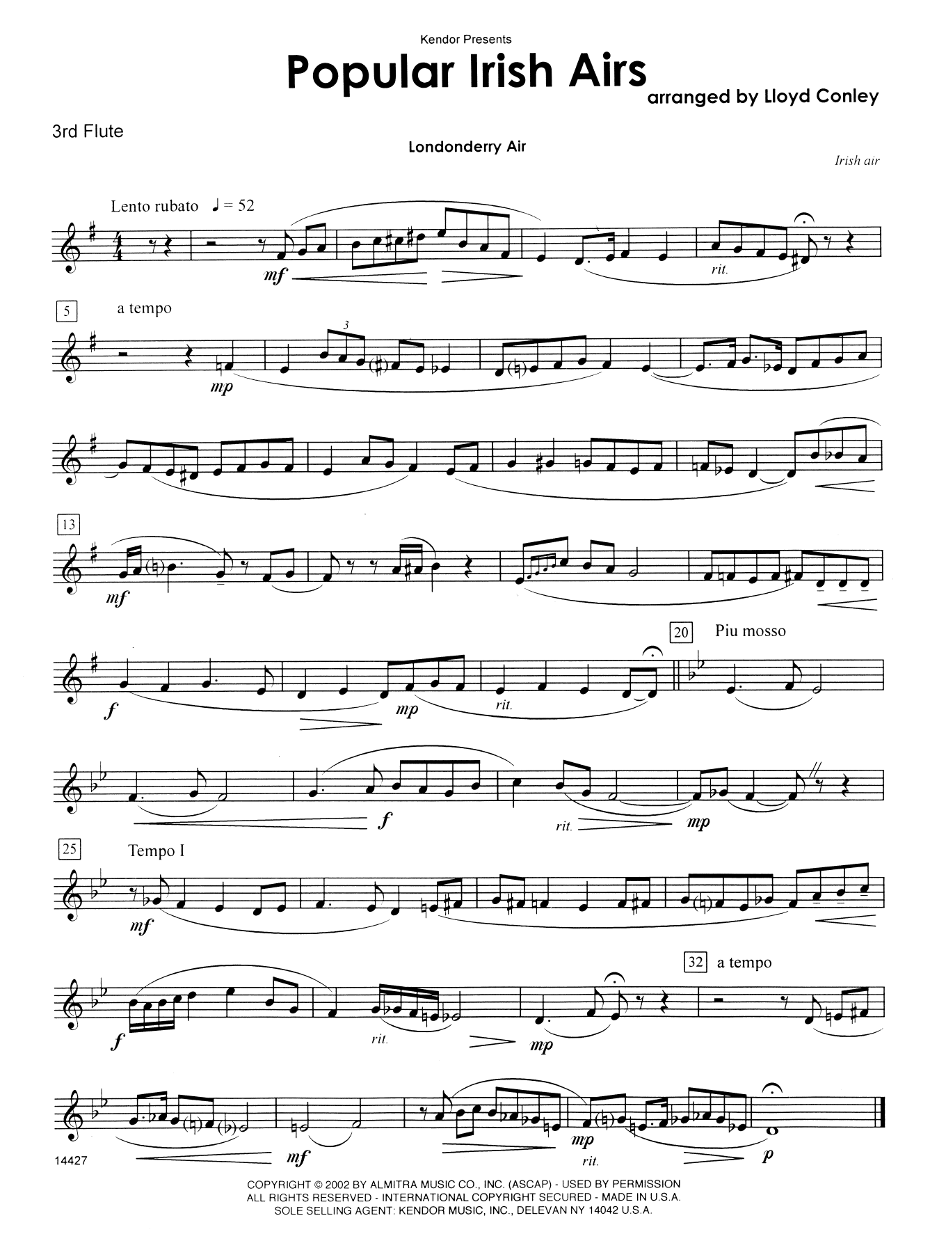 Popular Irish Airs - 3rd C Flute (Woodwind Ensemble) von Lloyd Conley