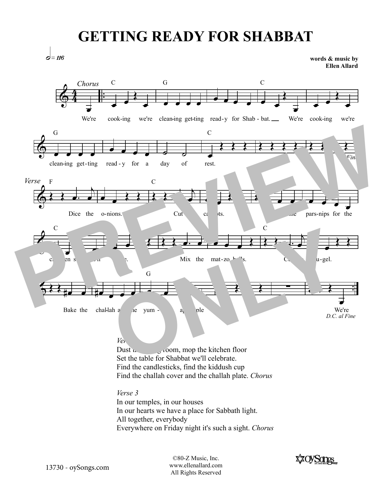 Getting Ready For Shabbat (Lead Sheet / Fake Book) von Ellen Allard