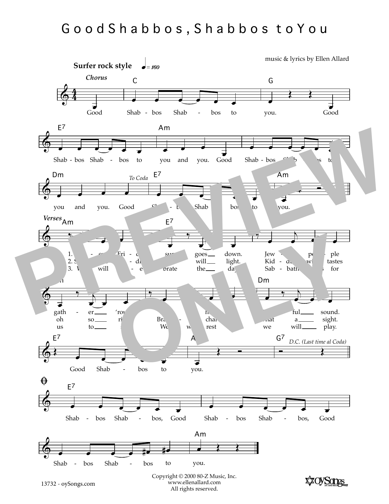 Good Shabbos (Lead Sheet / Fake Book) von Ellen Allard