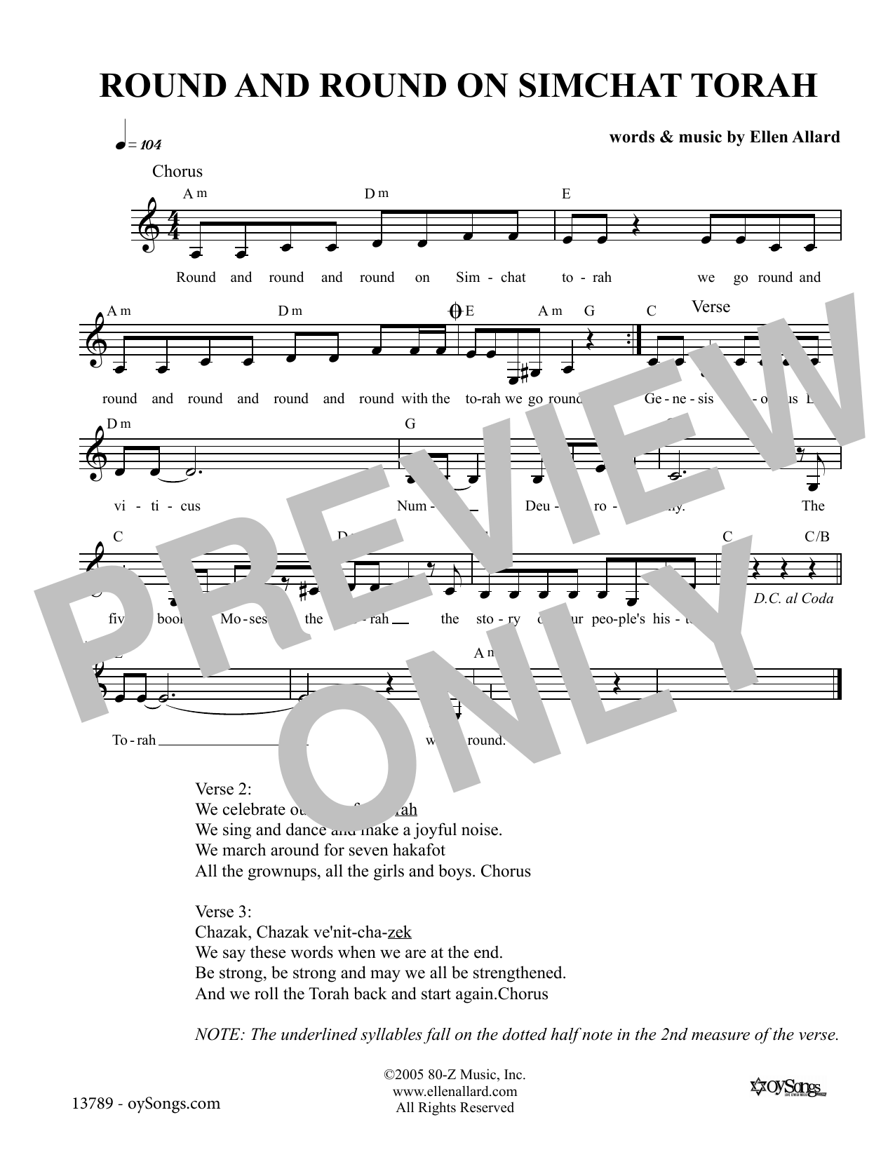 Round and Round On Simchat Torah (Lead Sheet / Fake Book) von Ellen Allard