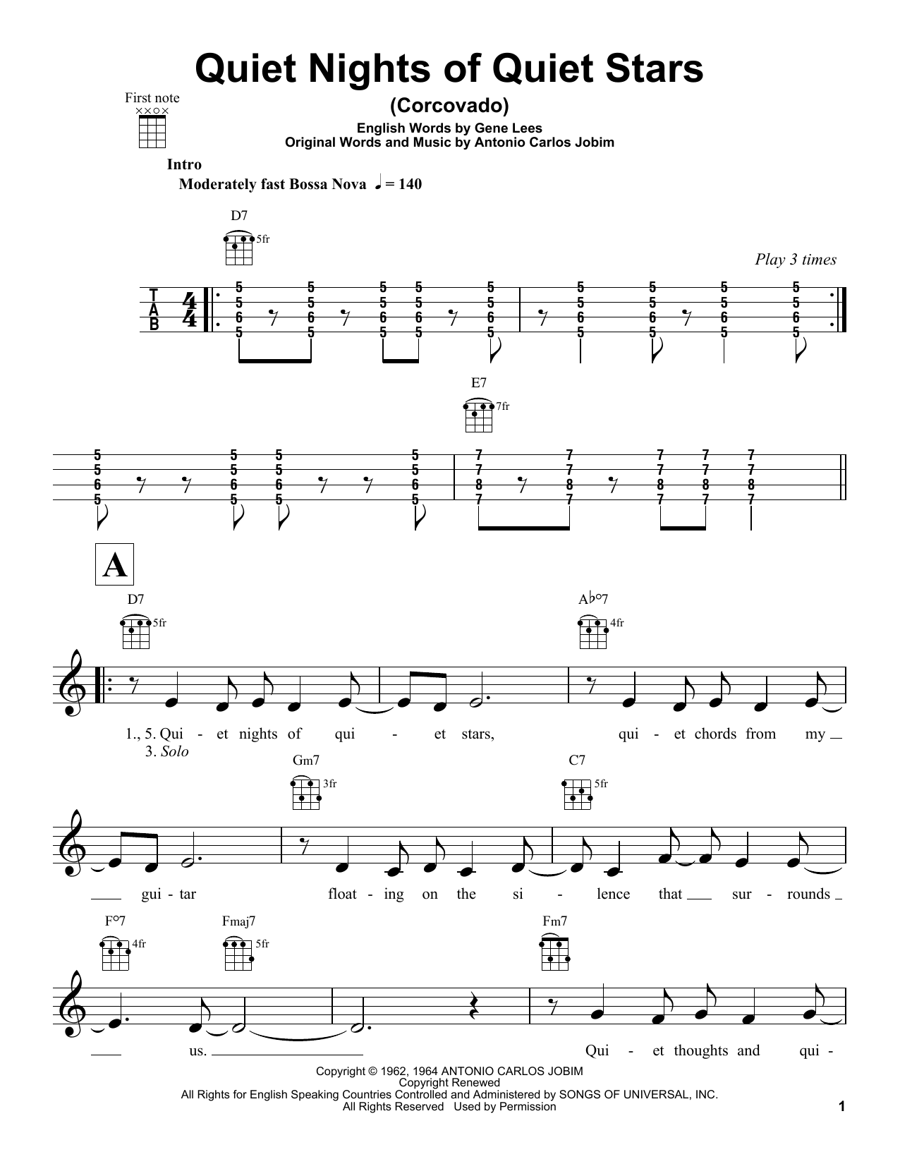 Quiet Nights Of Quiet Stars (Corcovado) (Ukulele) von Antonio Carlos Jobim