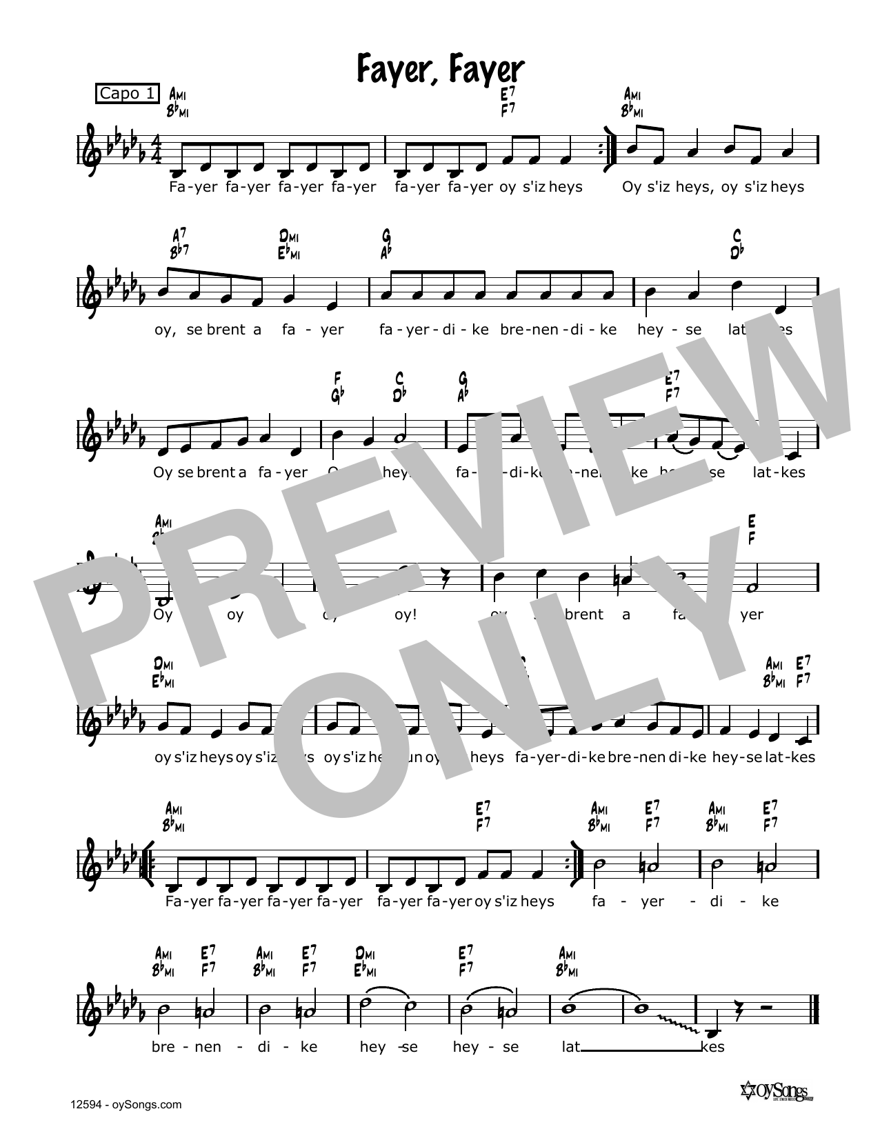 Fayer, Fayer (Lead Sheet / Fake Book) von Vladimir Heyfetz