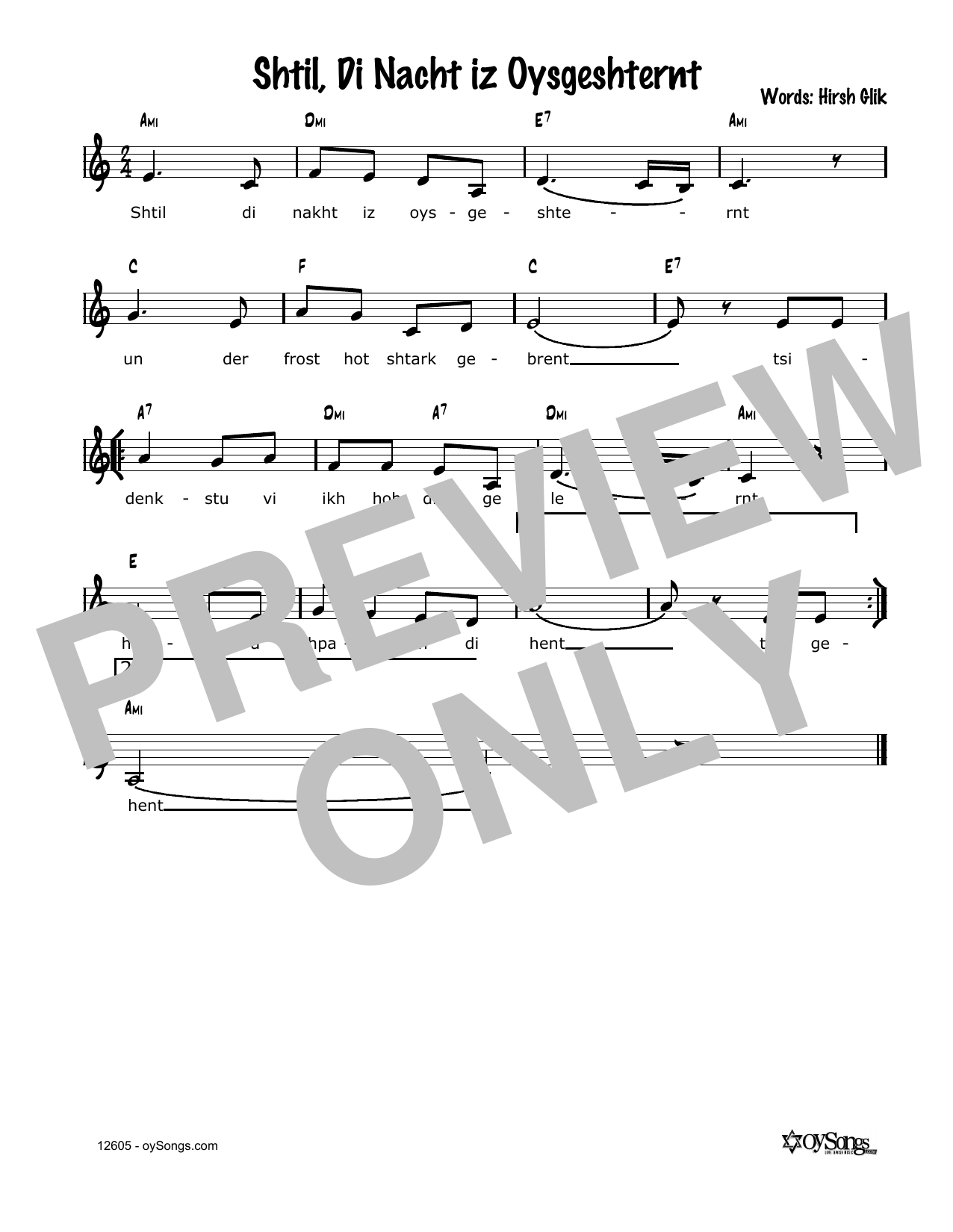 Shtil, Di Nacht Iz Oysgeshternt (Lead Sheet / Fake Book) von Cindy Paley