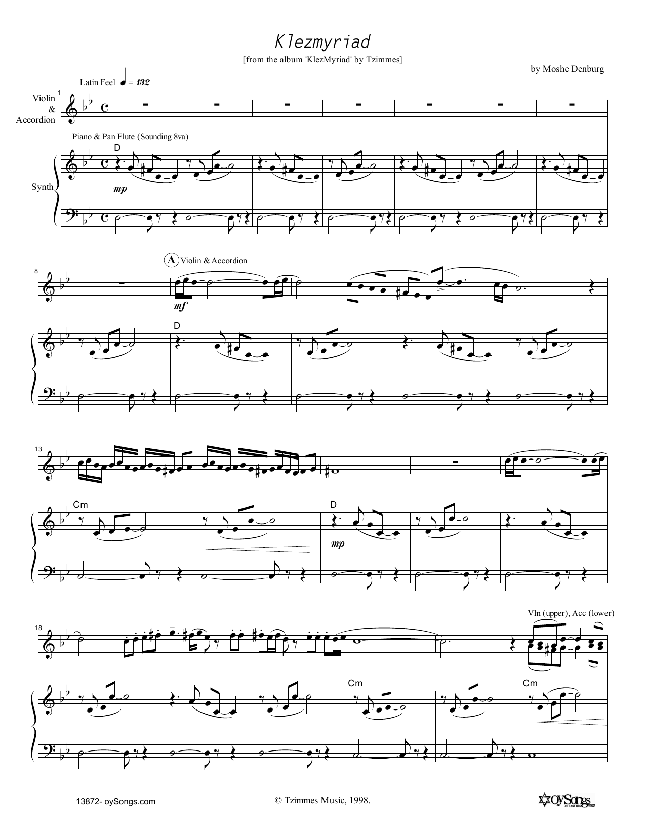 Klezmyriad (Lead Sheet / Fake Book) von Moshe Denburg