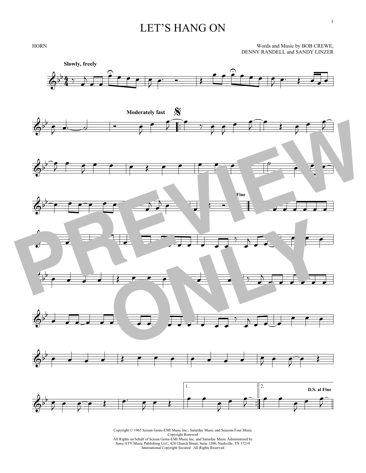 Let's Hang On (French Horn Solo) von The 4 Seasons