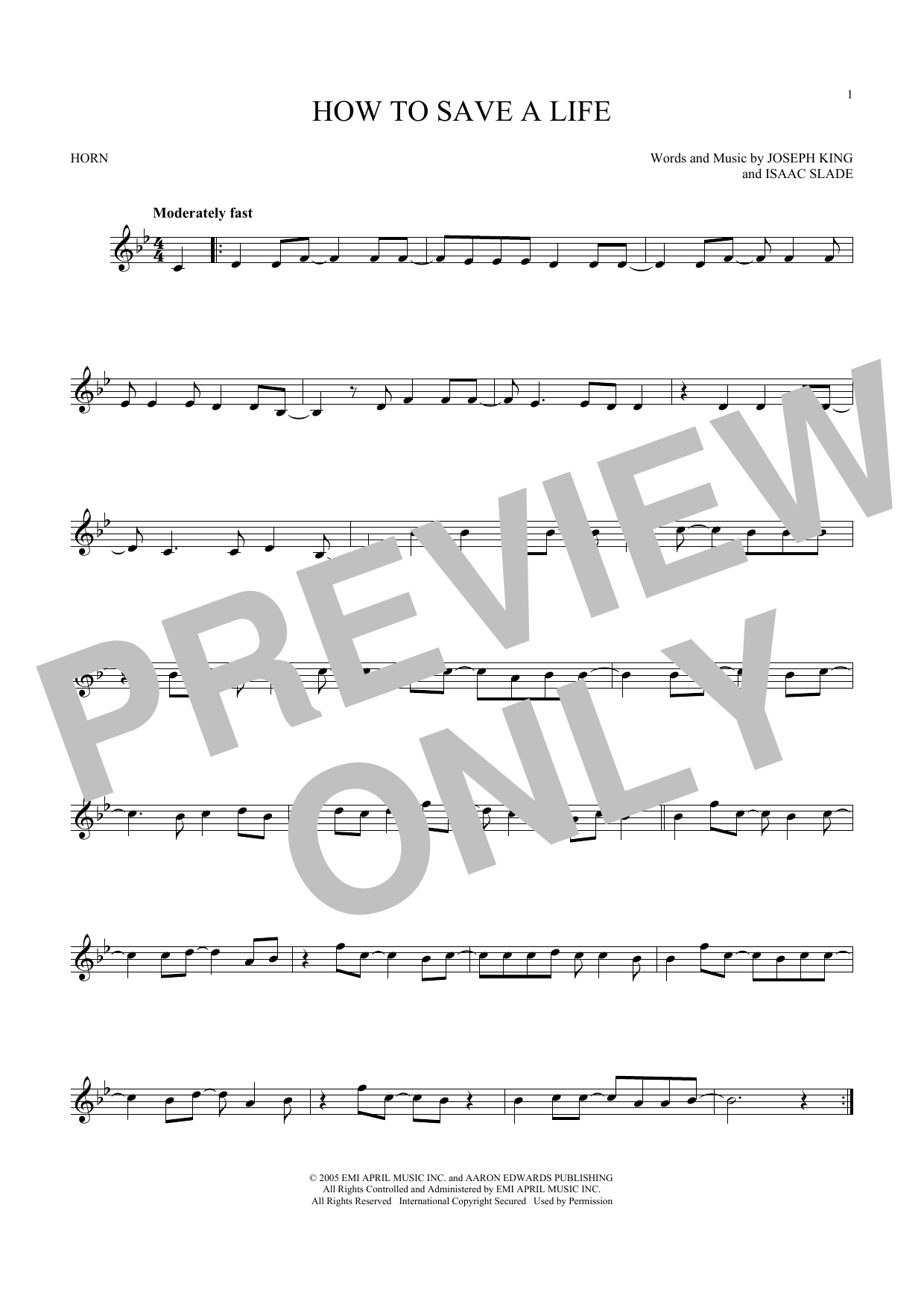 How To Save A Life (French Horn Solo) von The Fray