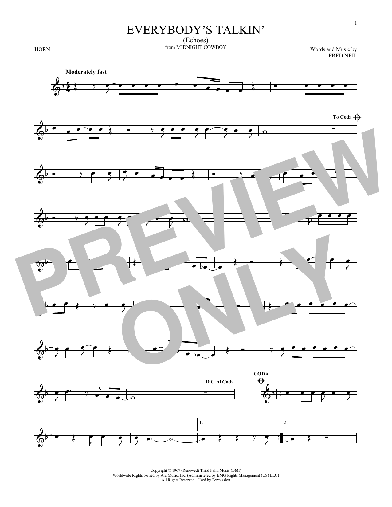 Everybody's Talkin' (Echoes) (French Horn Solo) von Harry Nilsson