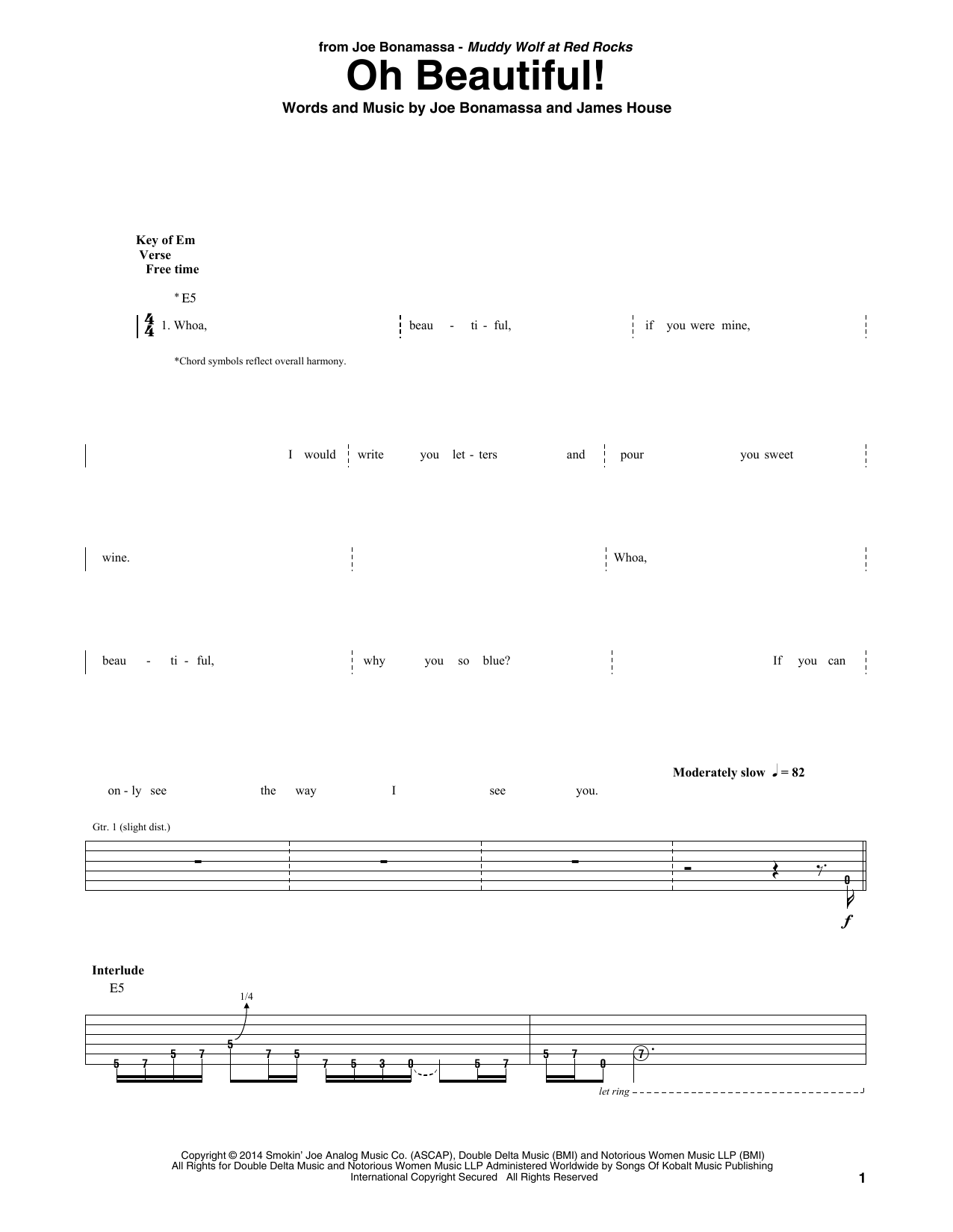 Oh Beautiful! (Guitar Rhythm Tab) von Joe Bonamassa