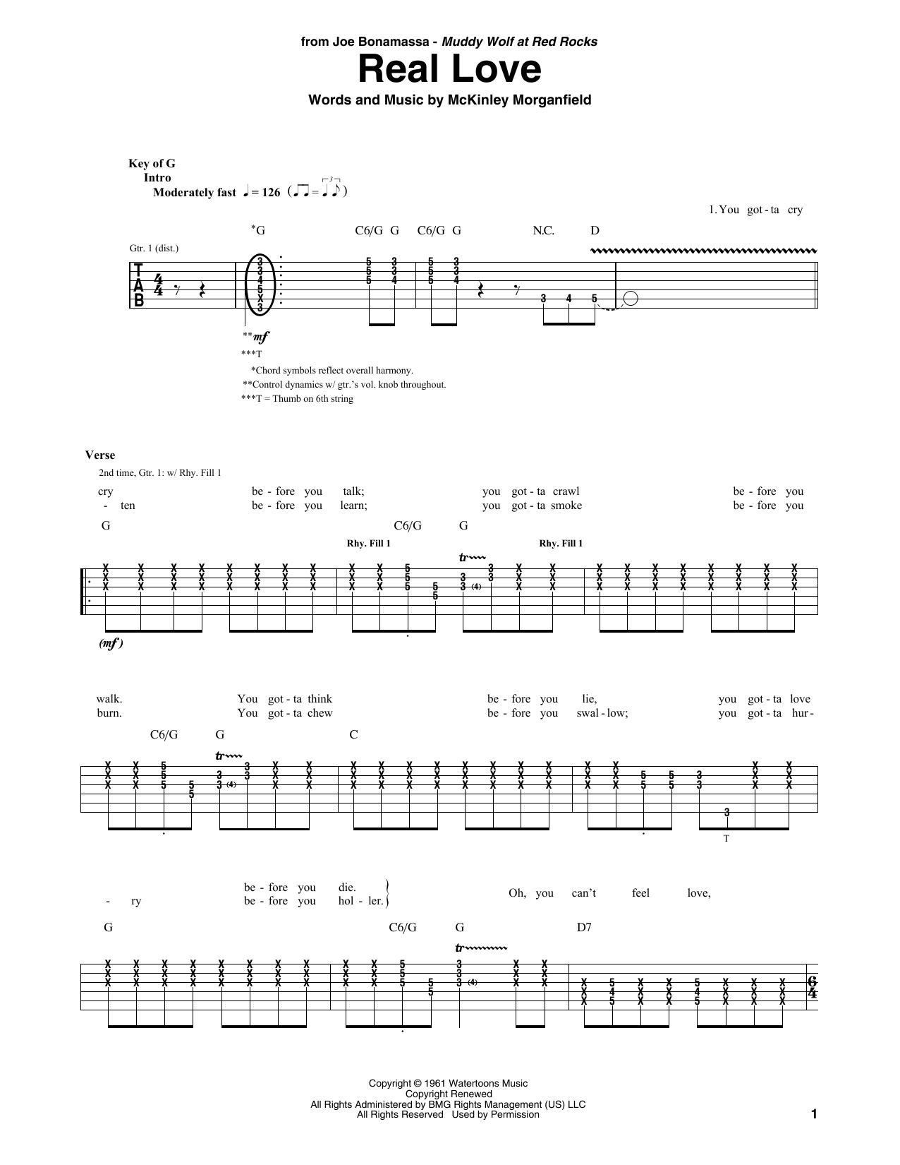 Real Love (Guitar Rhythm Tab) von Joe Bonamassa