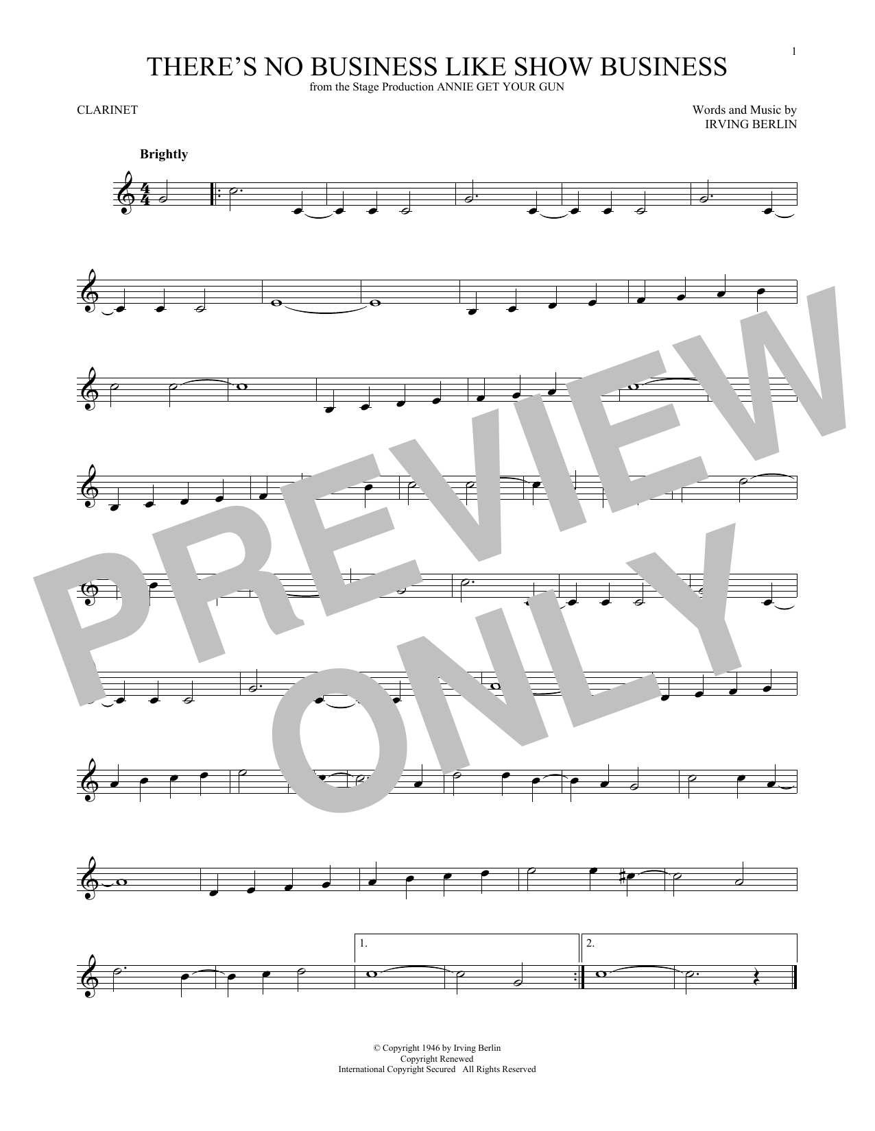 There's No Business Like Show Business (Clarinet Solo) von Irving Berlin