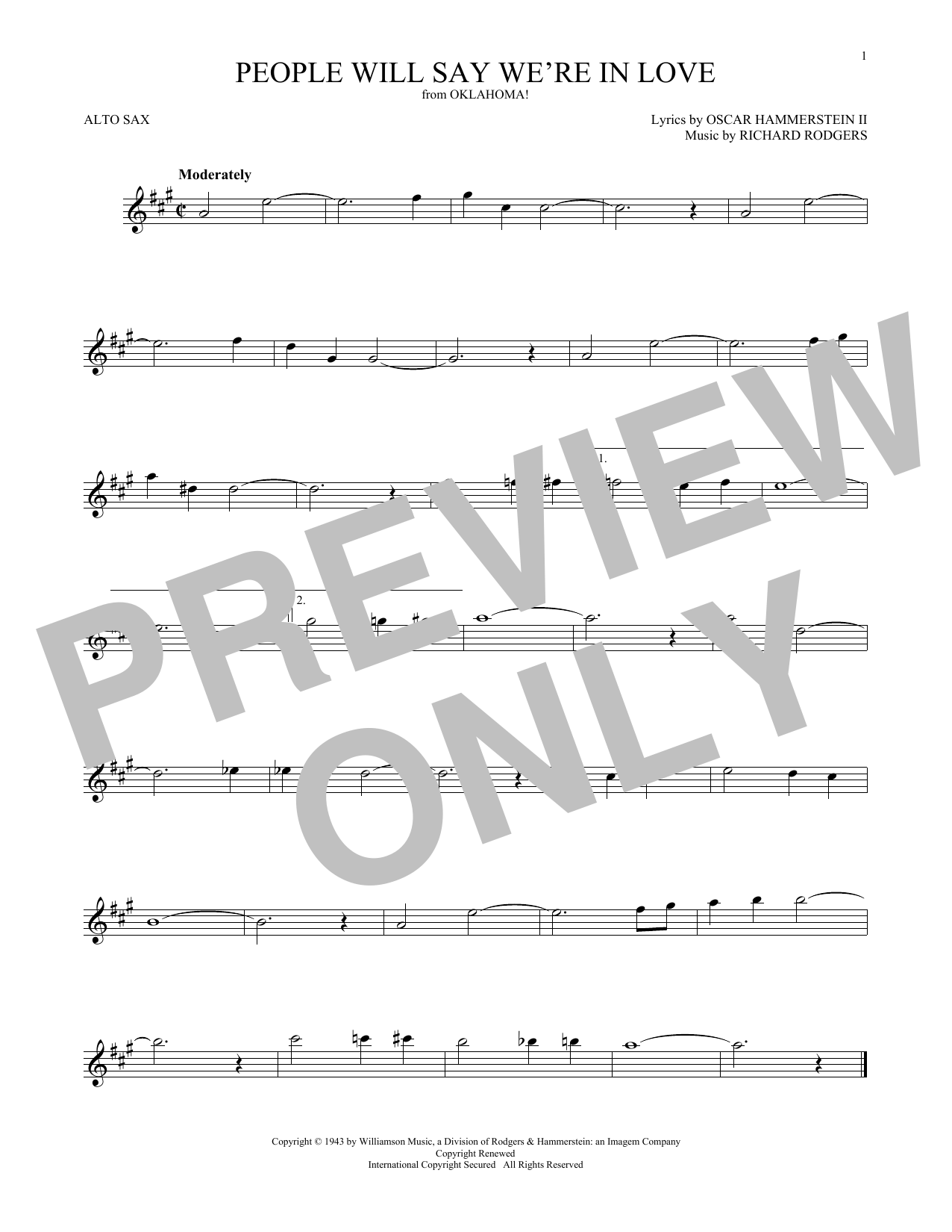 People Will Say We're In Love (from Oklahoma!) (Alto Sax Solo) von Rodgers & Hammerstein