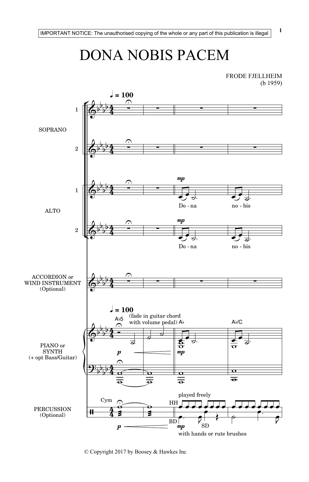 Dona Nobis Pacem (SSA Choir) von Frode Fjellheim