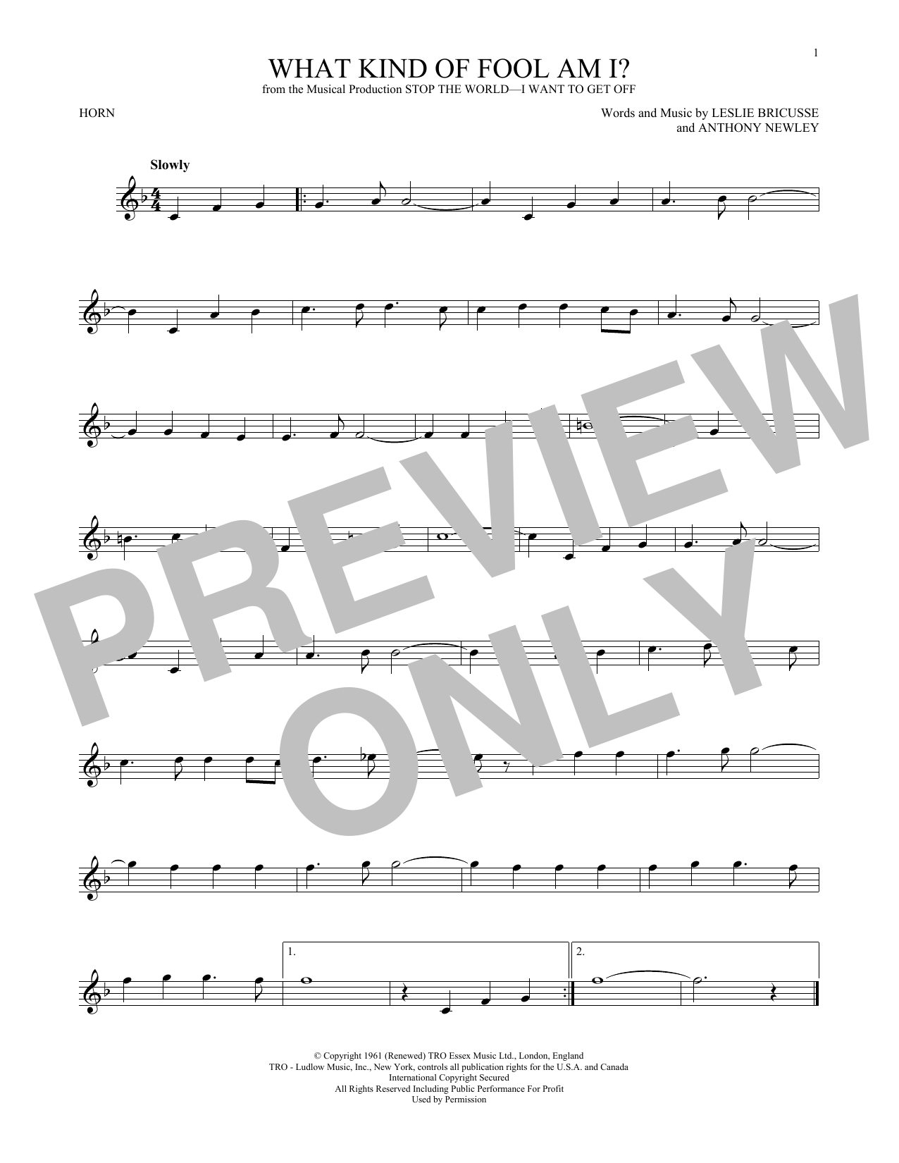 What Kind Of Fool Am I? (French Horn Solo) von Leslie Bricusse