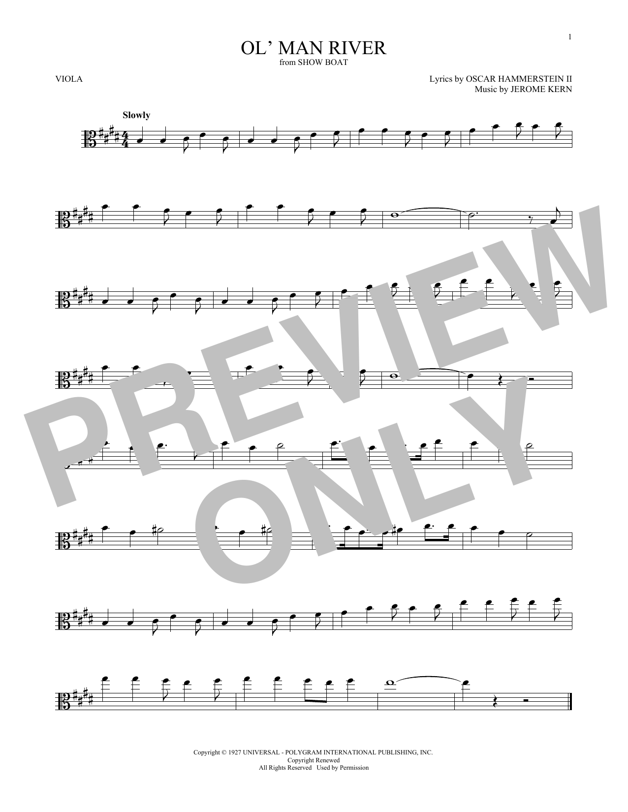 Ol' Man River (Viola Solo) von Jerome Kern