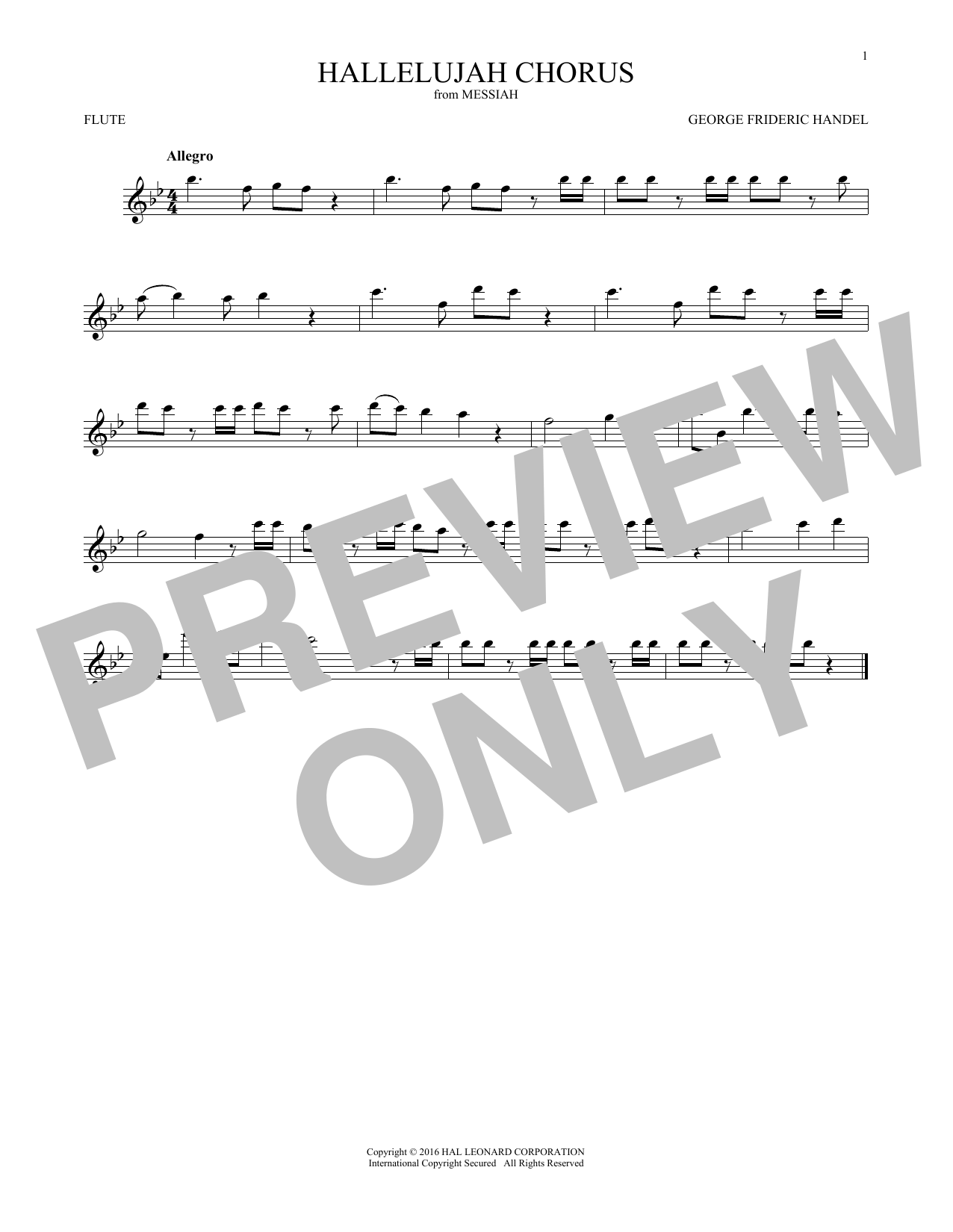 Hallelujah Chorus (Flute Solo) von George Frideric Handel