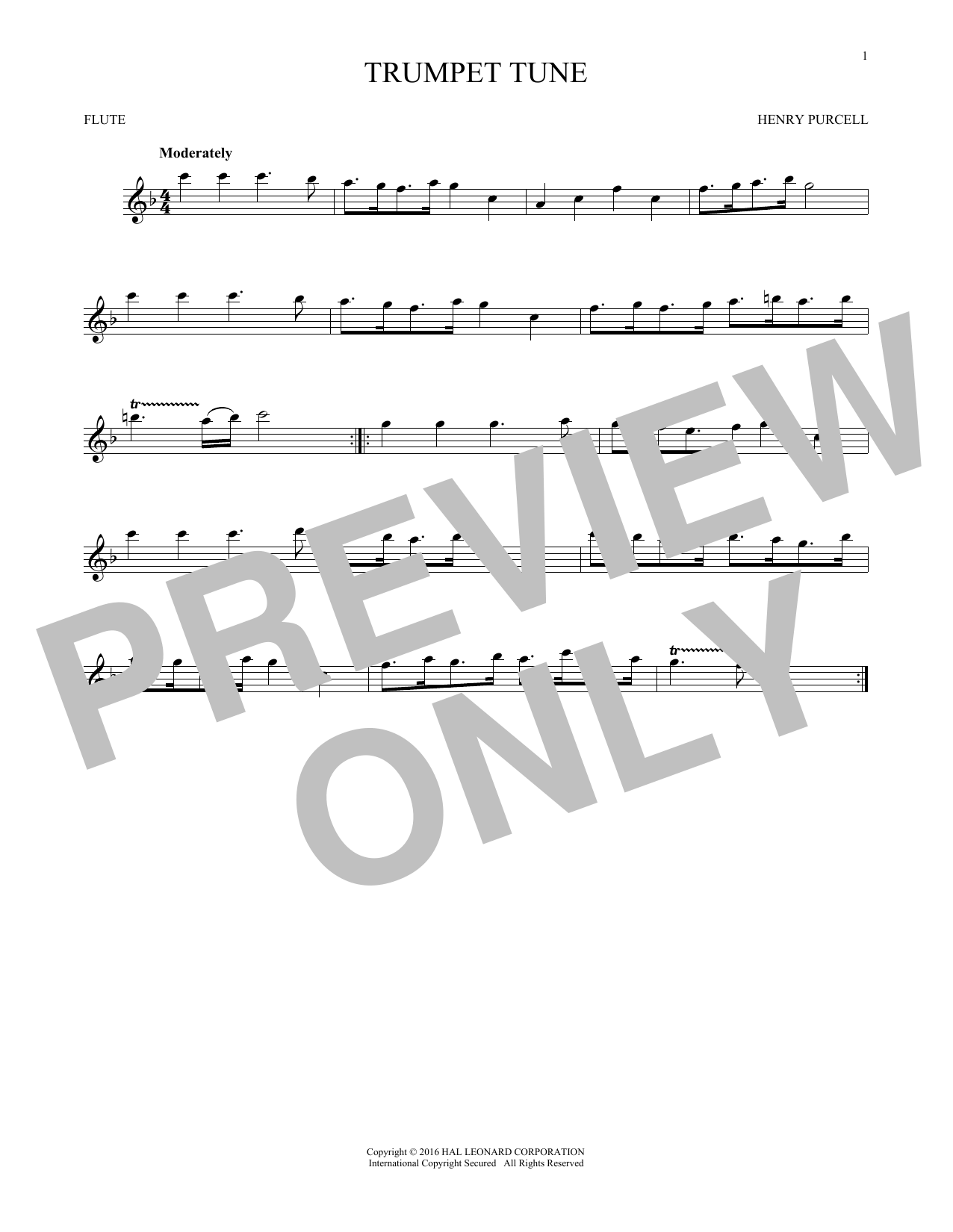 Trumpet Tune (Flute Solo) von Henry Purcell