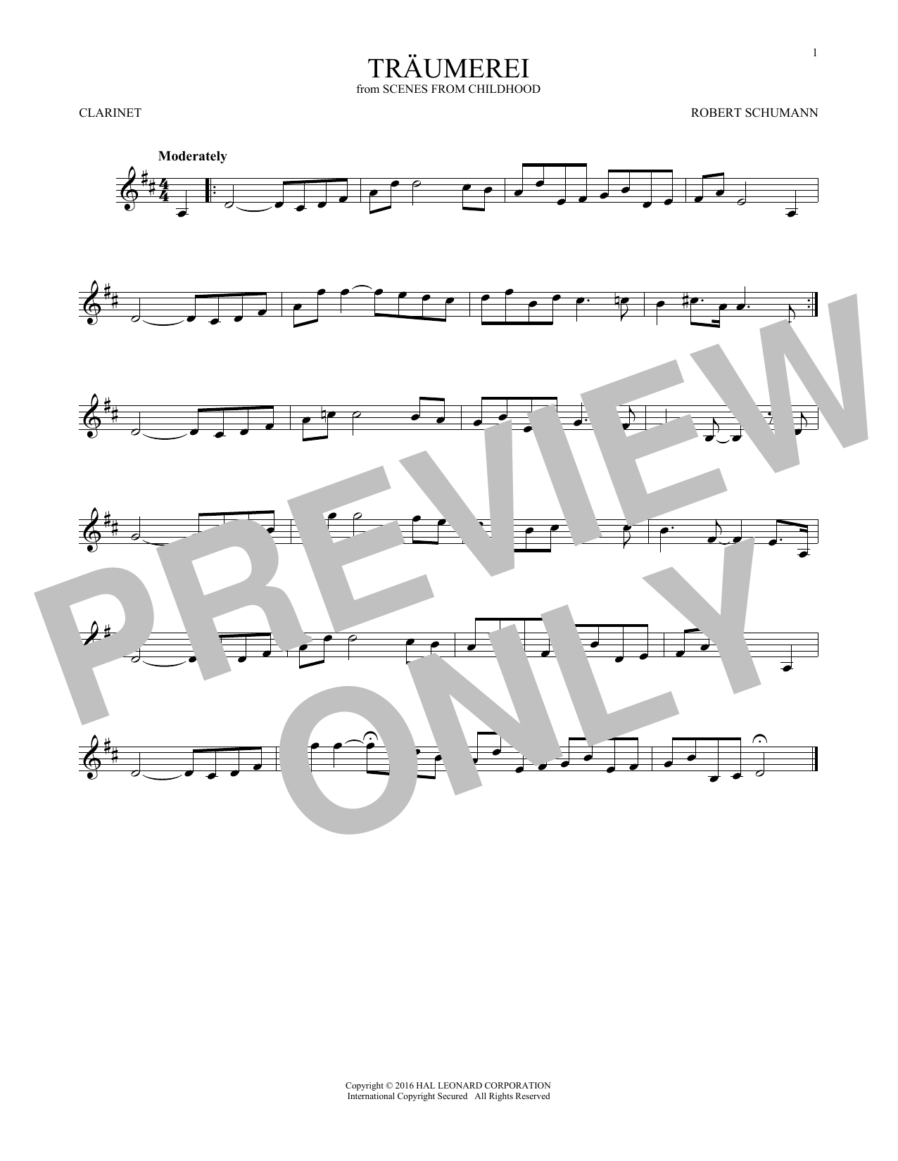 Traumerei (Clarinet Solo) von Robert Schumann