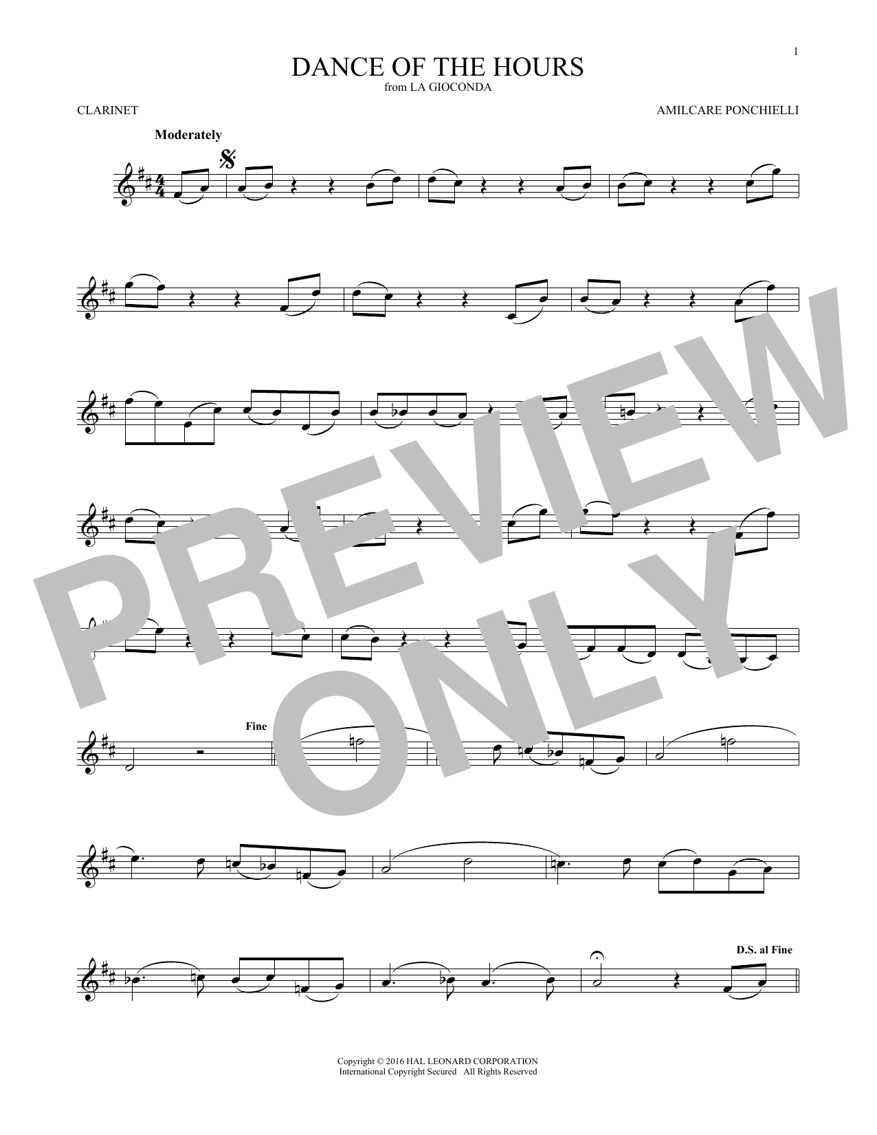 Dance Of The Hours (Clarinet Solo) von A. Ponchielli