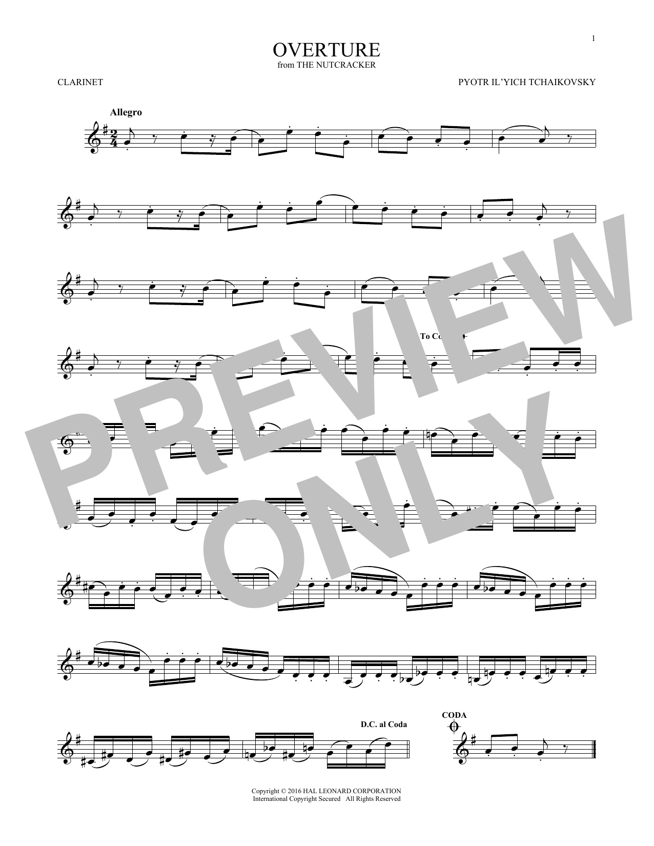 Overture (Clarinet Solo) von Pyotr Il'yich Tchaikovsky