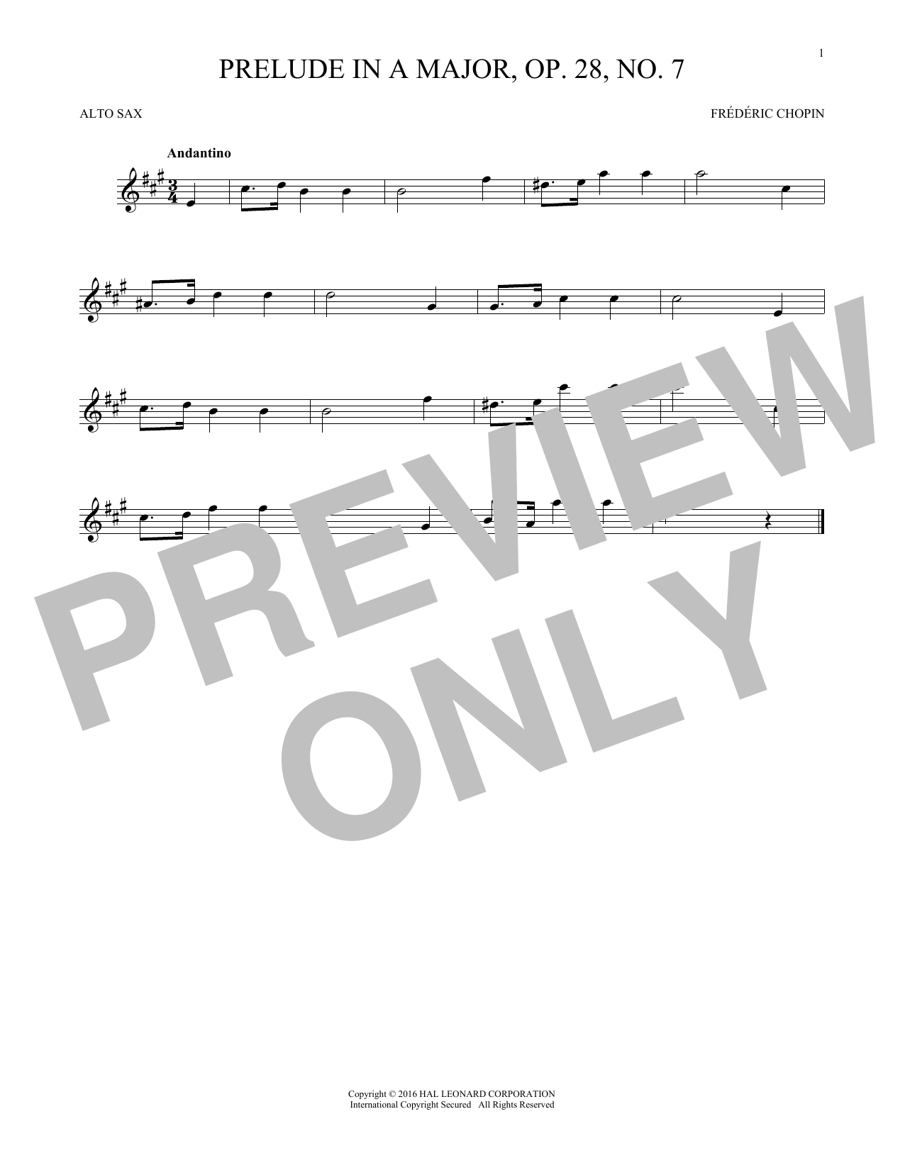 Prelude In A Major, Op. 28, No. 7 (Alto Sax Solo) von Frdric Chopin