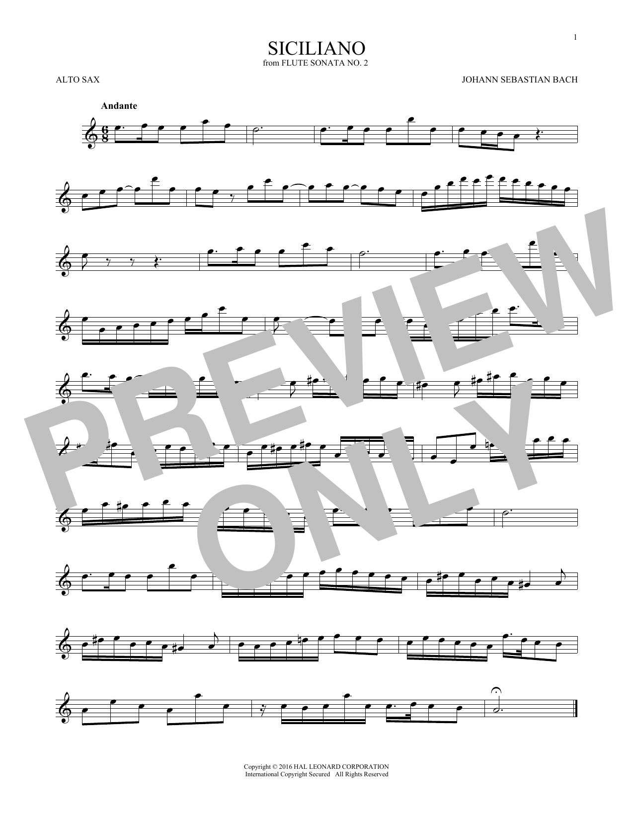 Siciliano (Alto Sax Solo) von Johann Sebastian Bach