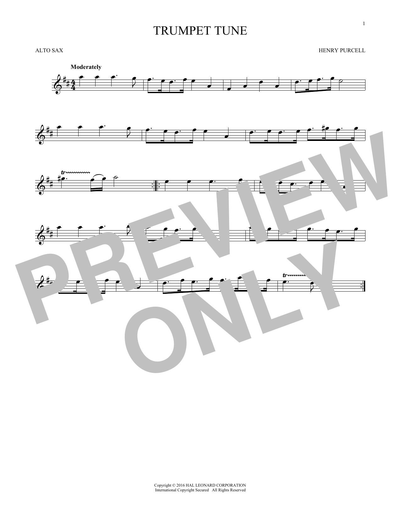 Trumpet Tune (Alto Sax Solo) von Henry Purcell