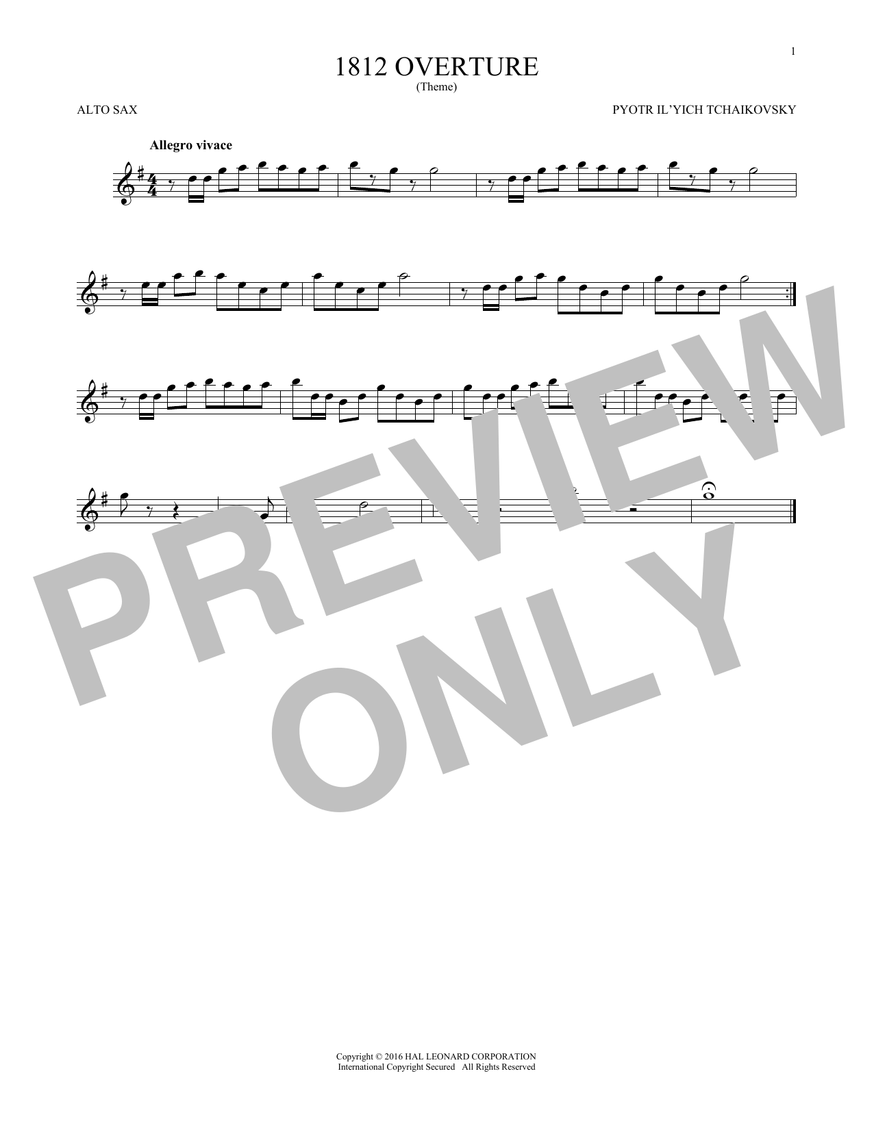 1812 Overture (Alto Sax Solo) von Pyotr Il'yich Tchaikovsky