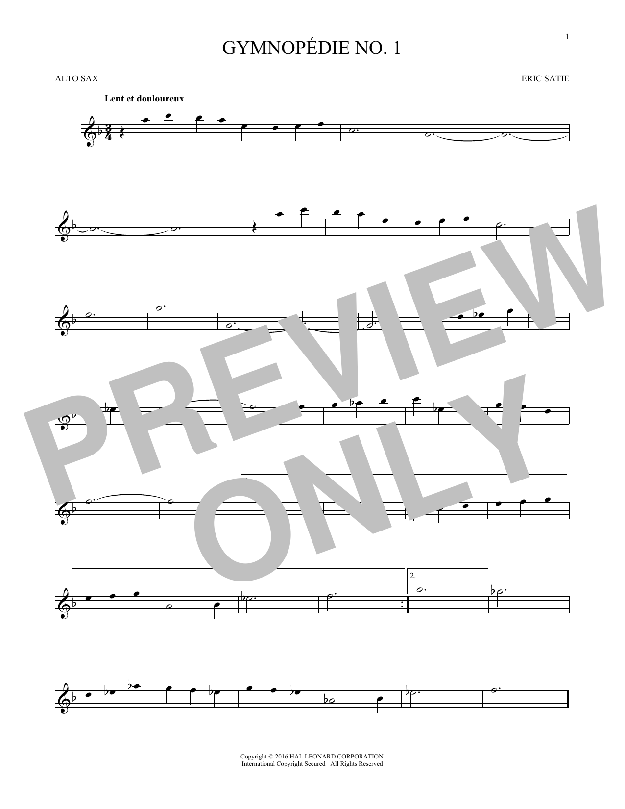 Gymnopedie No. 1 (Alto Sax Solo) von Erik Satie