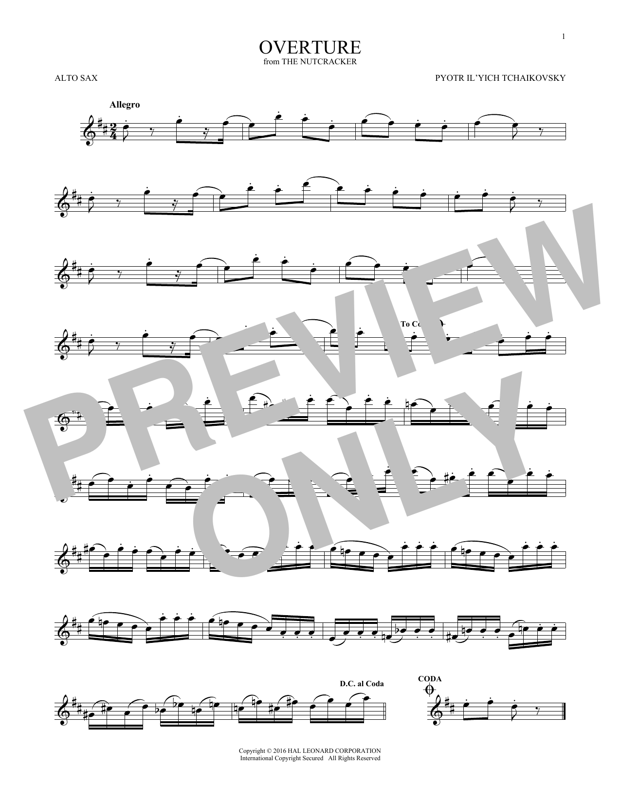 Overture (Alto Sax Solo) von Pyotr Il'yich Tchaikovsky