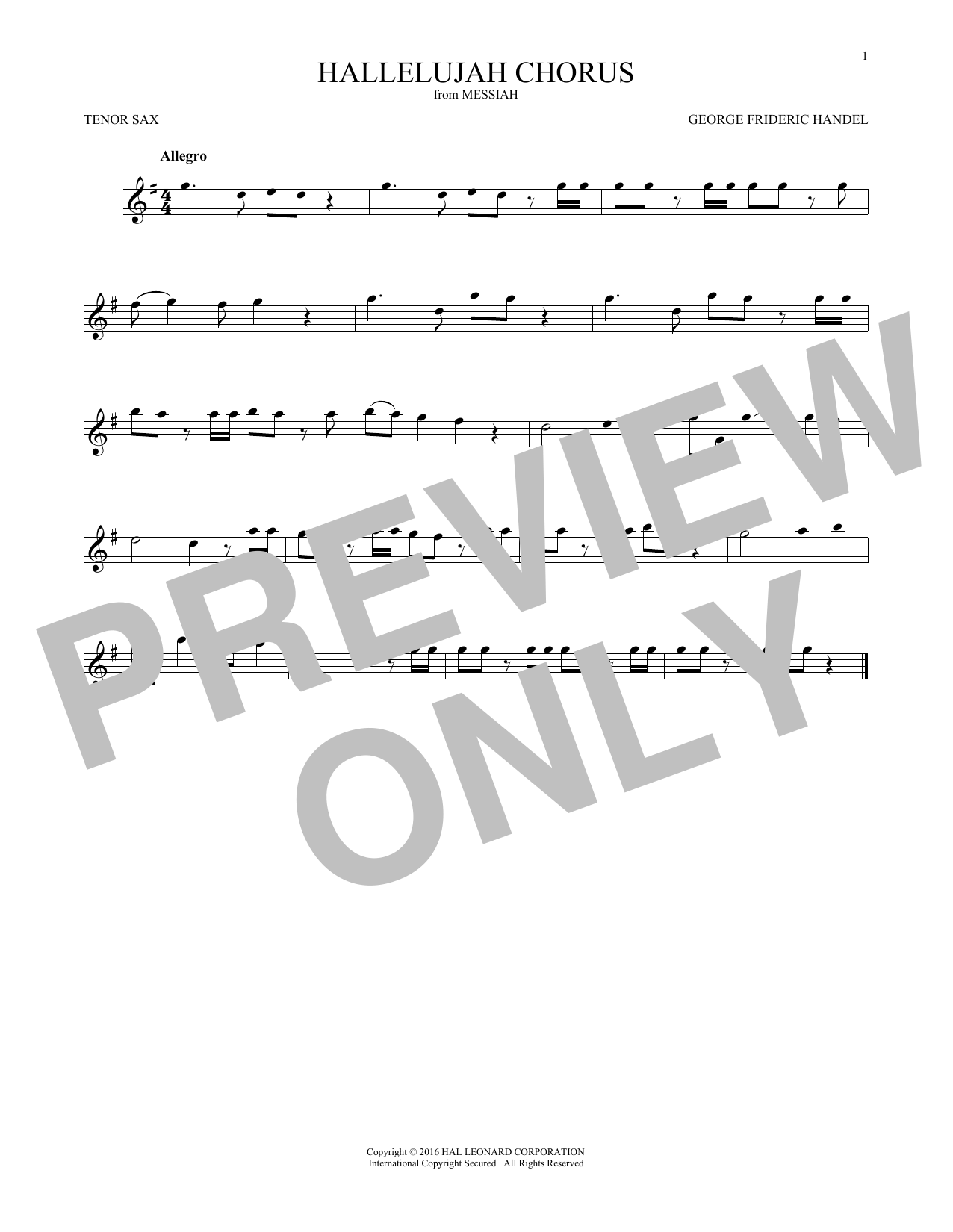 Hallelujah Chorus (Tenor Sax Solo) von George Frideric Handel