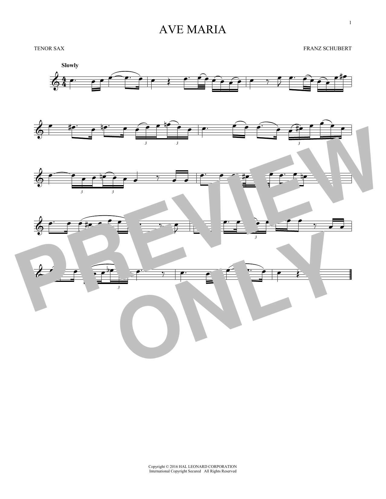 Ave Maria, Op. 52, No. 6 (Tenor Sax Solo) von Franz Schubert