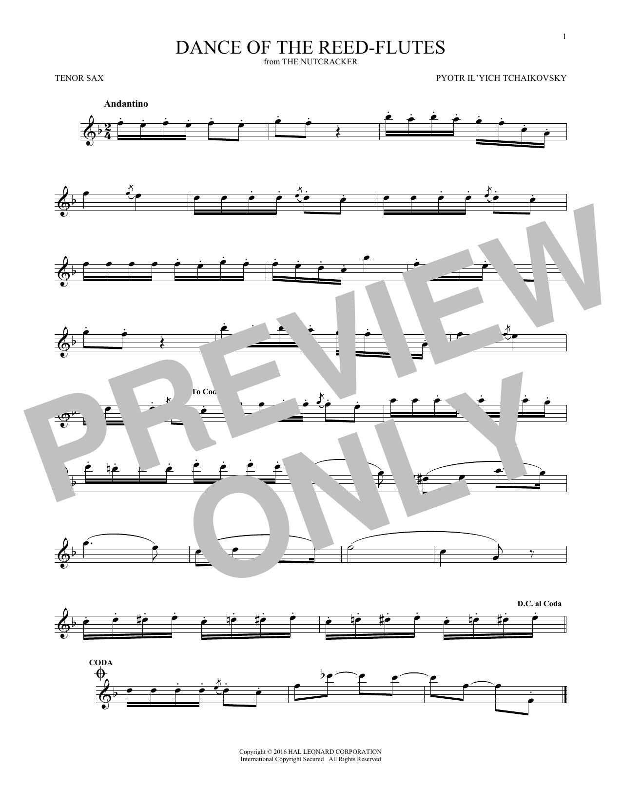 Dance Of The Reed Flutes, Op. 71a (from The Nutcracker) (Tenor Sax Solo) von Pyotr Il'yich Tchaikovsky