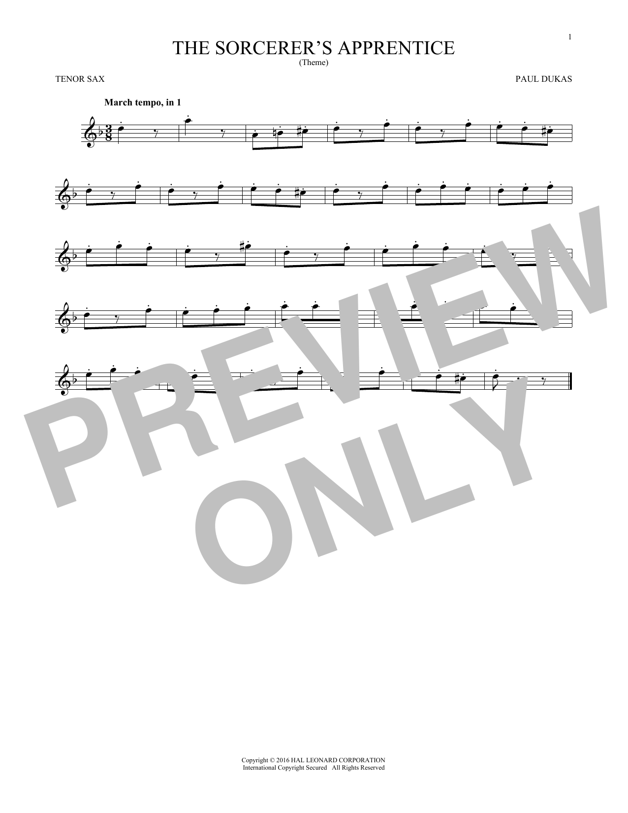 The Sorcerer's Apprentice (Tenor Sax Solo) von Paul Dukas