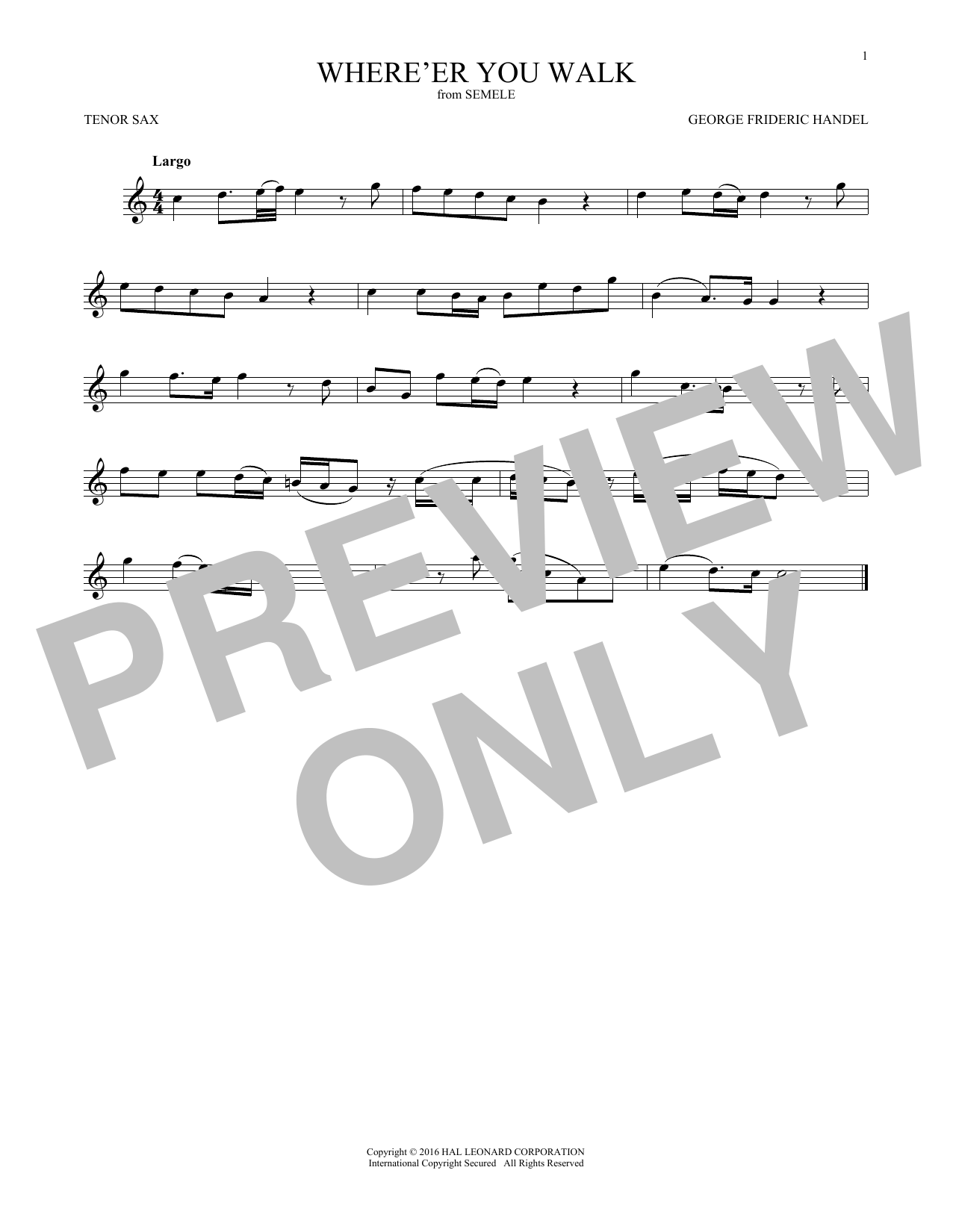 Where E'er You Walk (Tenor Sax Solo) von George Frideric Handel