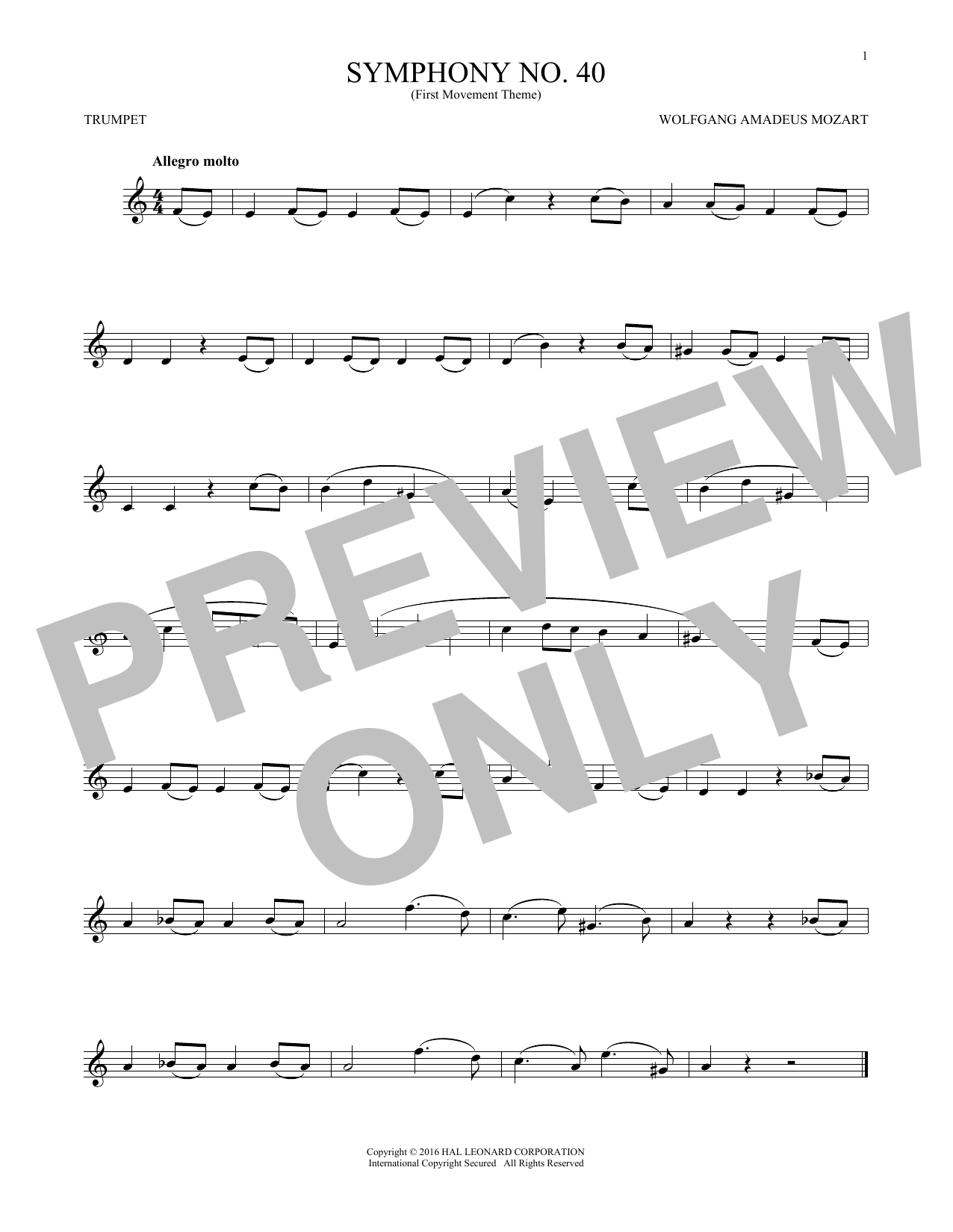 Symphony No. 40 In G Minor, First Movement Excerpt (Trumpet Solo) von Wolfgang Amadeus Mozart