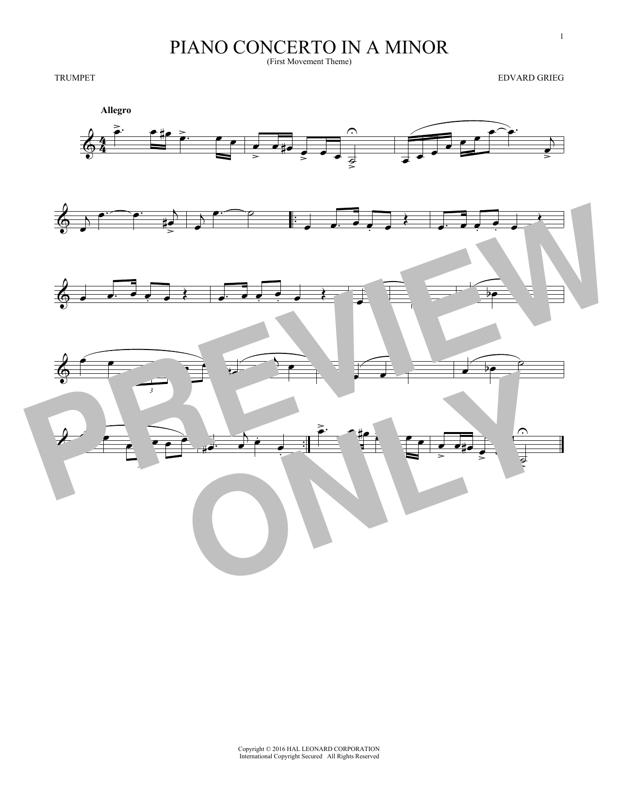 Piano Concerto In A Minor, Op. 16 (Trumpet Solo) von Edvard Grieg