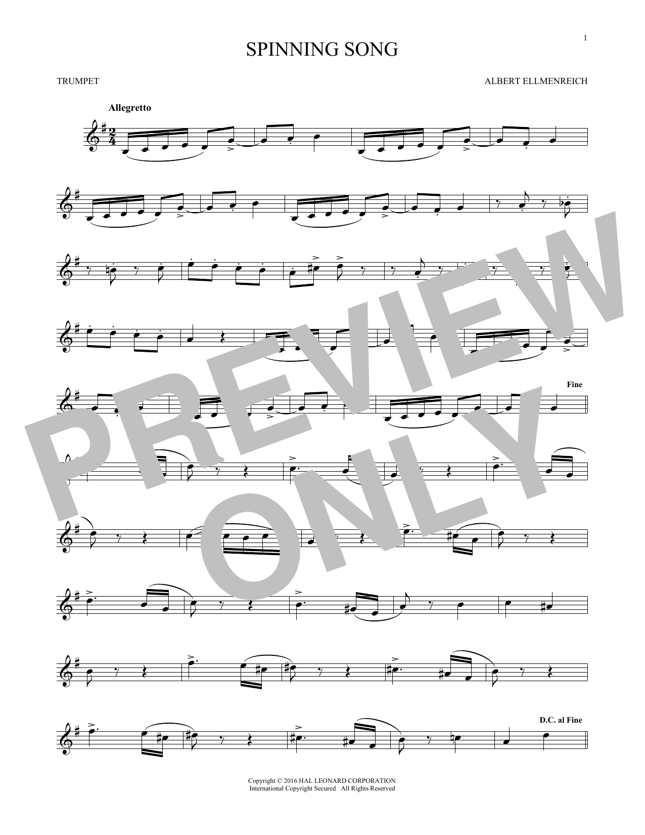 Spinning Song (Trumpet Solo) von Albert Ellmenreich