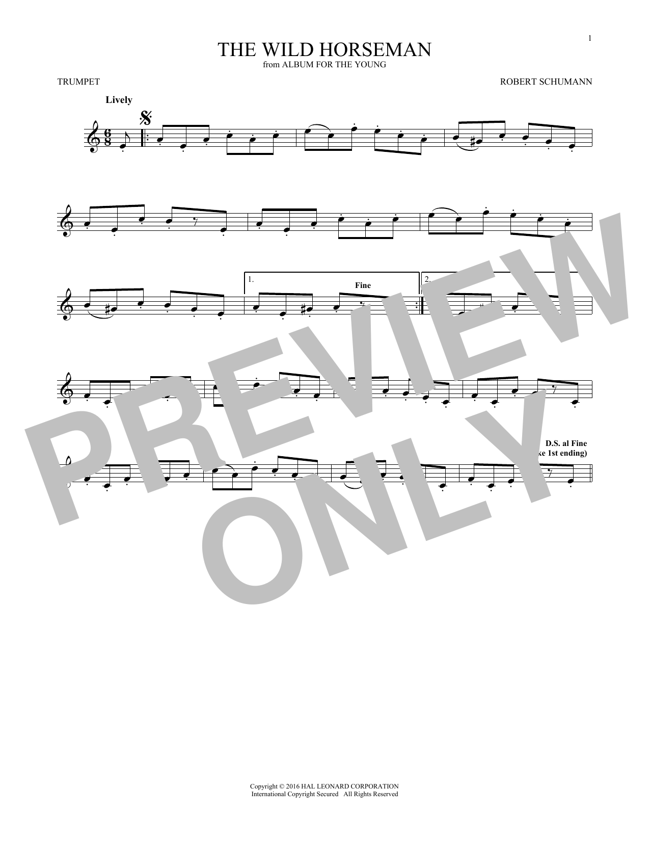 The Wild Horseman (Wilder Reiter), Op. 68, No. 8 (Trumpet Solo) von Robert Schumann