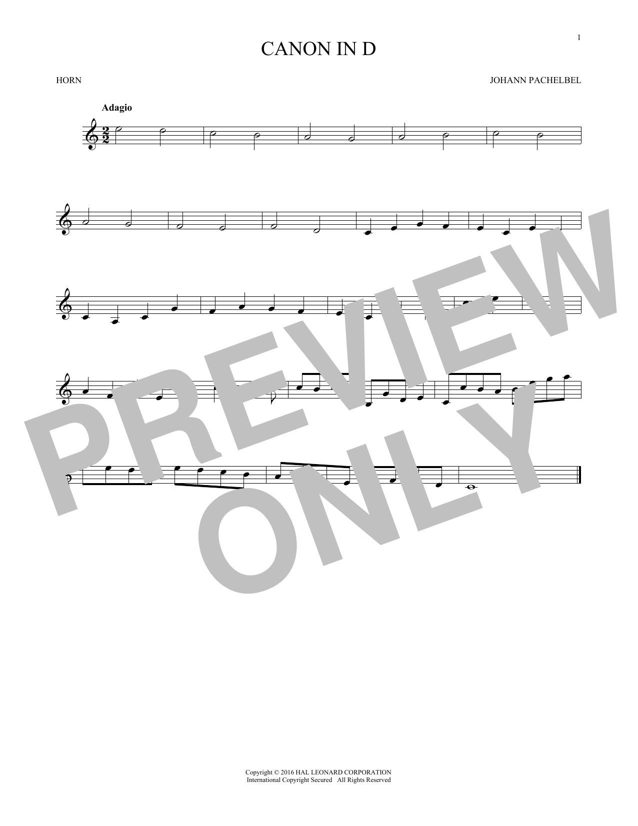 Canon In D (French Horn Solo) von Johann Pachelbel