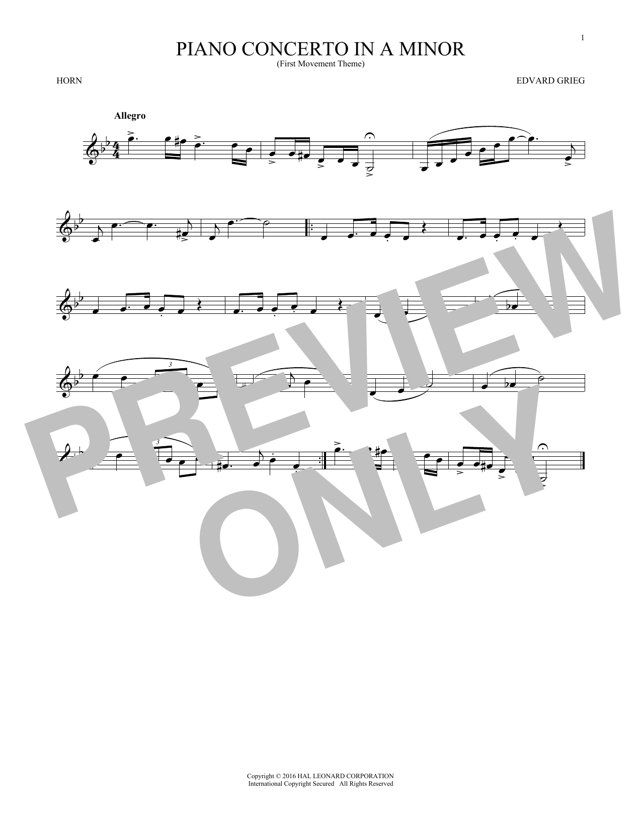 Piano Concerto In A Minor, Op. 16 (French Horn Solo) von Edvard Grieg