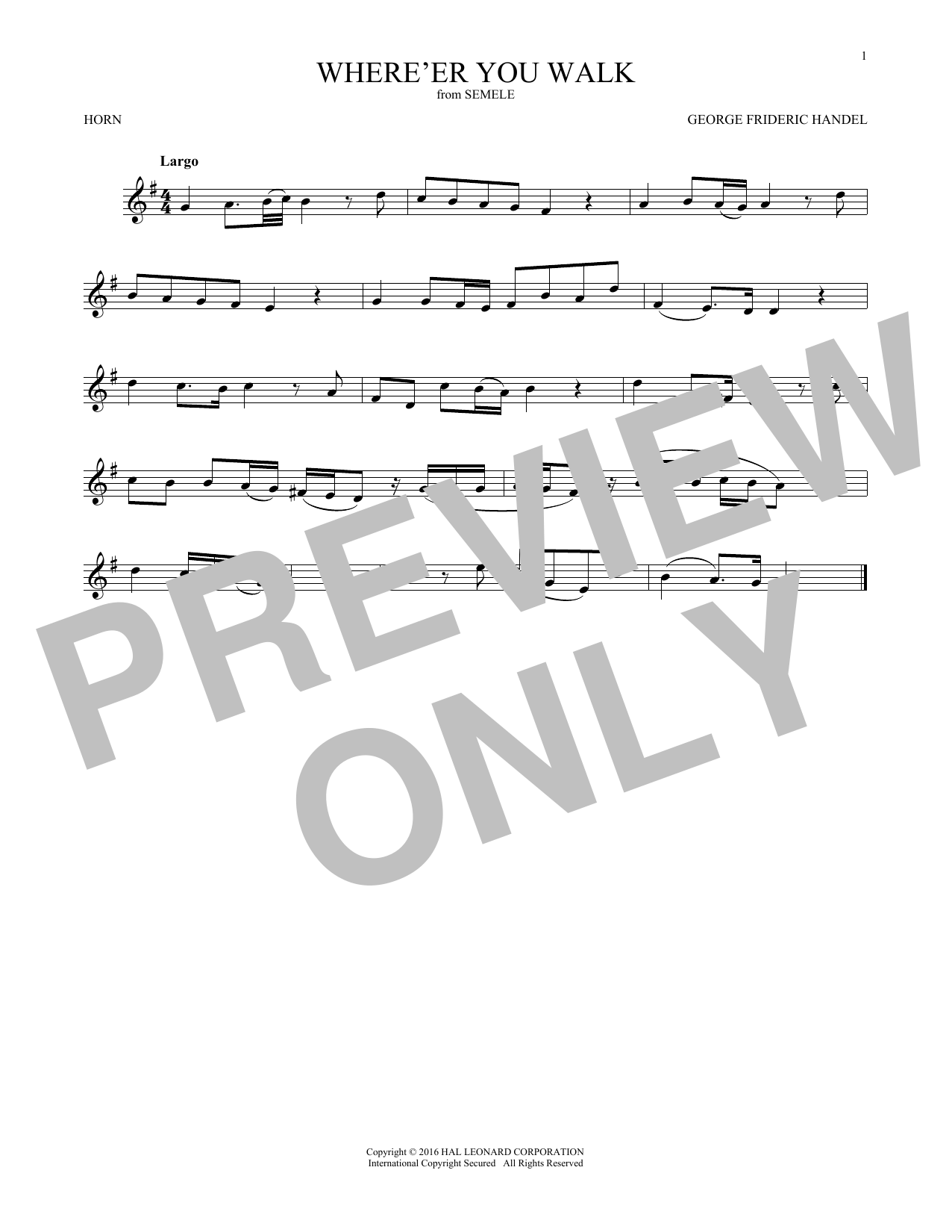 Where E'er You Walk (French Horn Solo) von George Frideric Handel