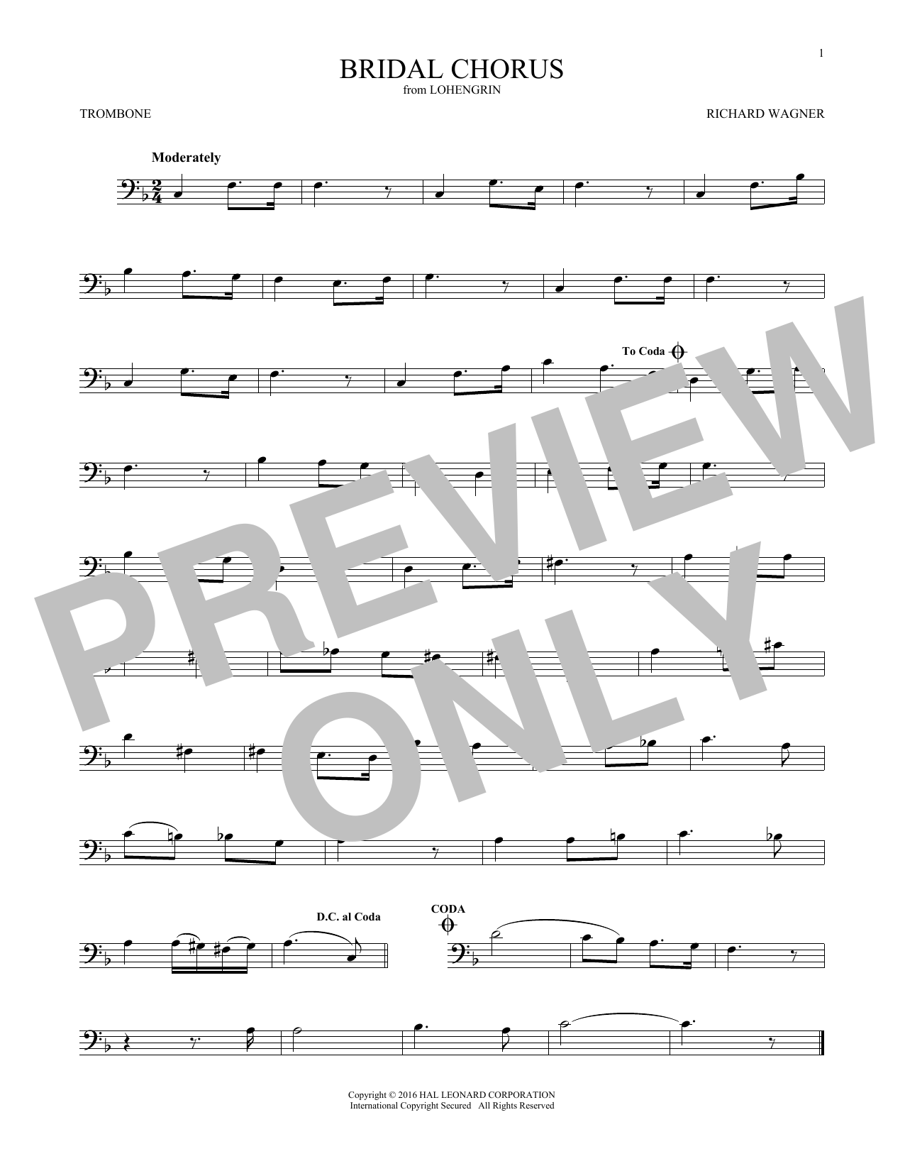 Bridal Chorus (Trombone Solo) von Richard Wagner