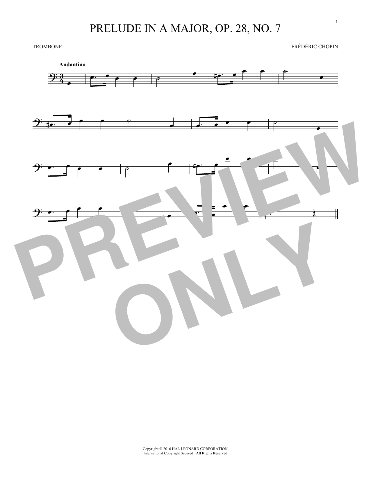 Prelude In A Major, Op. 28, No. 7 (Trombone Solo) von Frdric Chopin