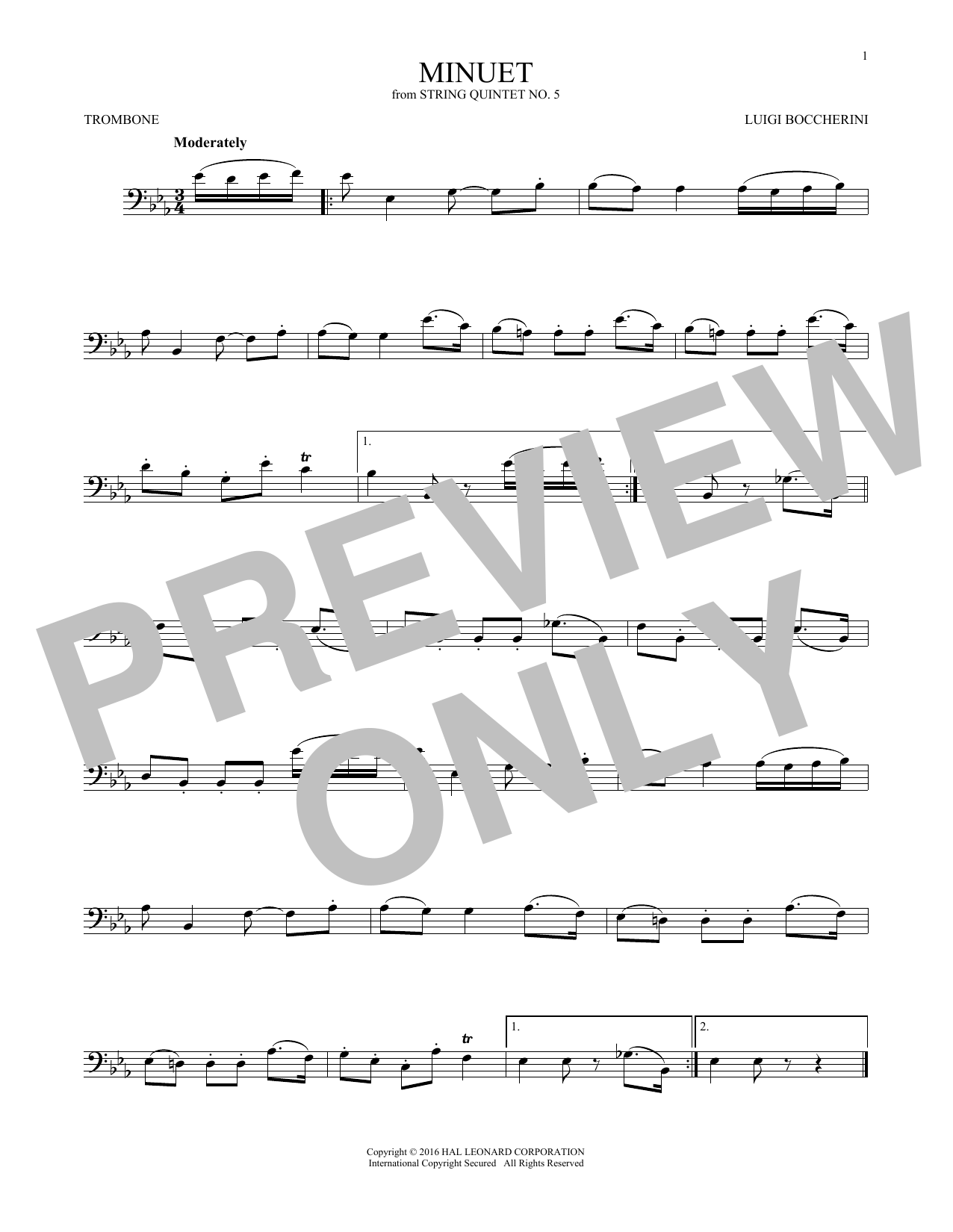 Minuet (Trombone Solo) von Luigi Boccherini