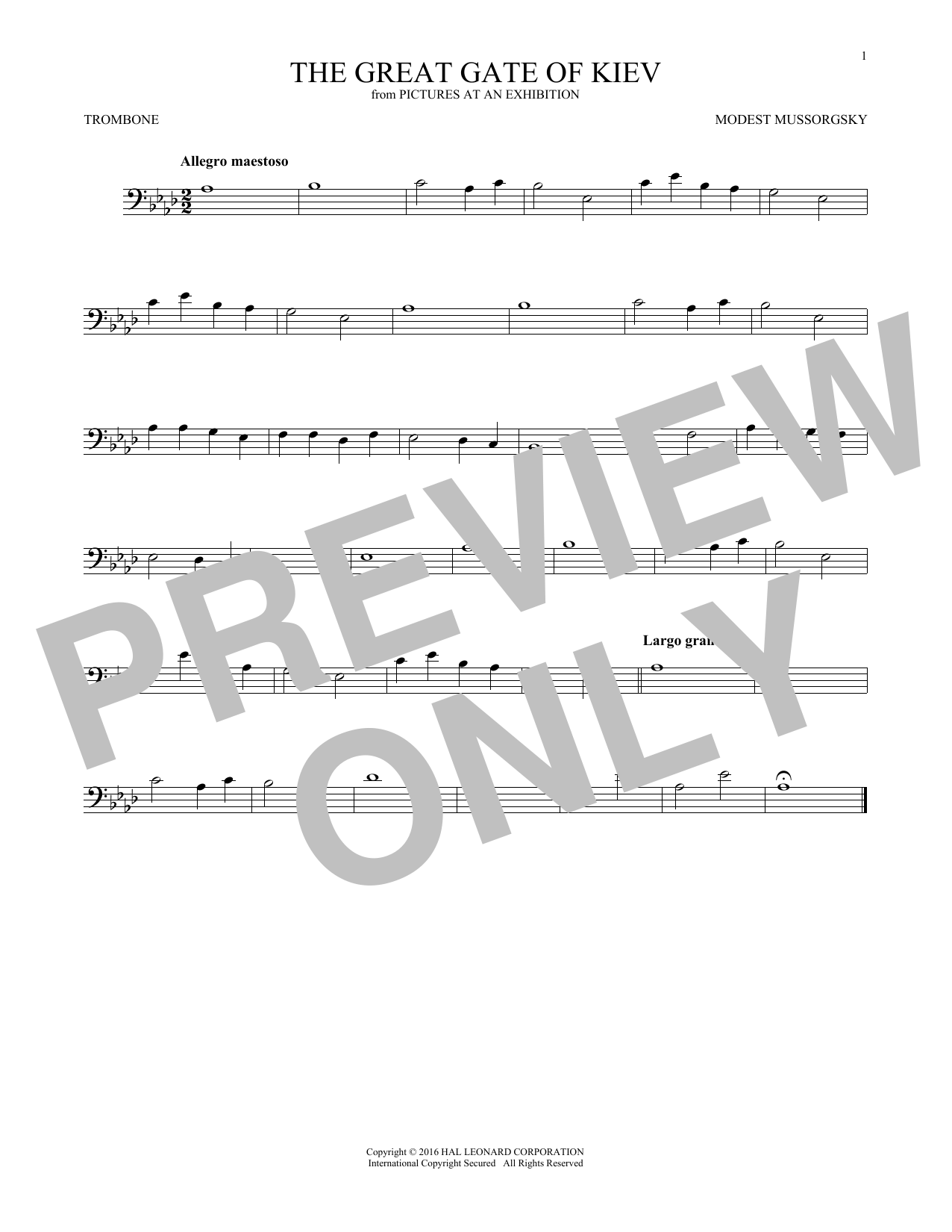 Great Gate Of Kiev (Trombone Solo) von Modest Mussorgsky