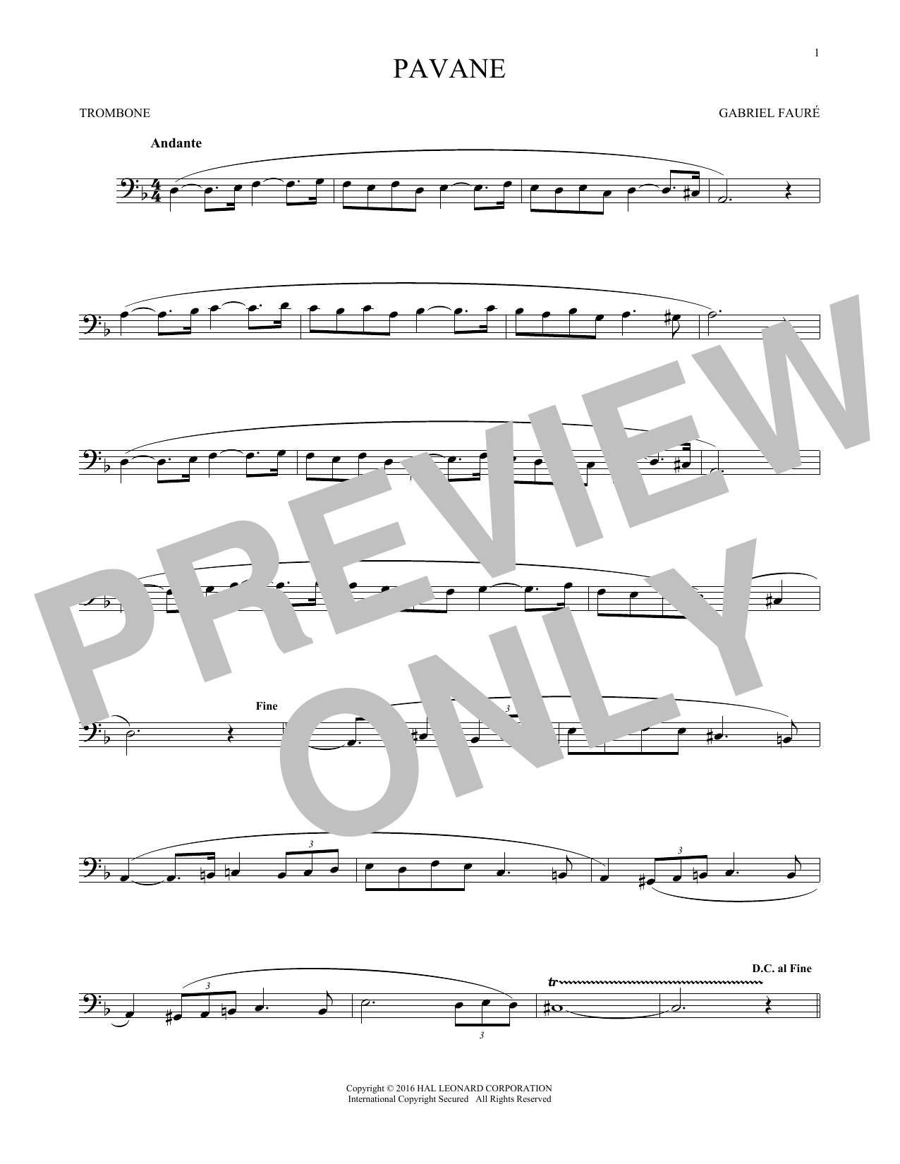 Pavane (Trombone Solo) von Gabriel Faur