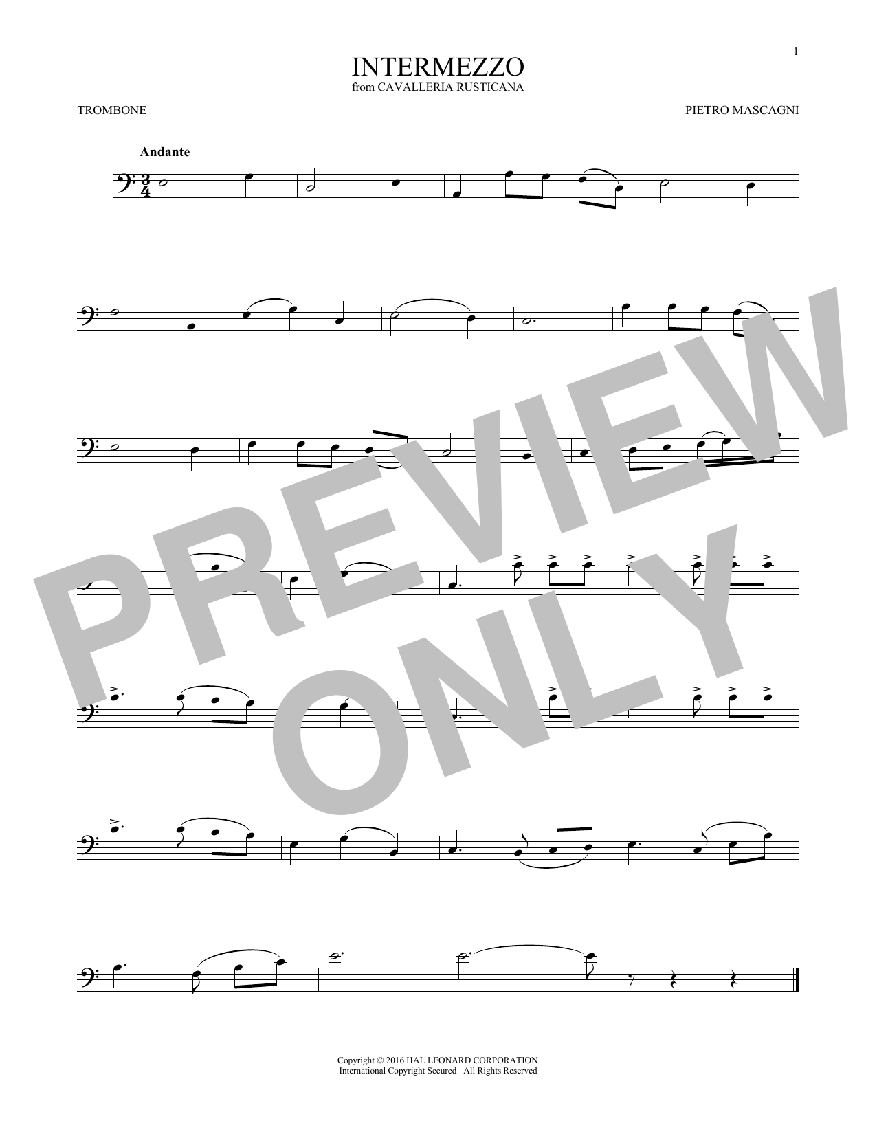 Intermezzo (Trombone Solo) von Pietro Mascagni