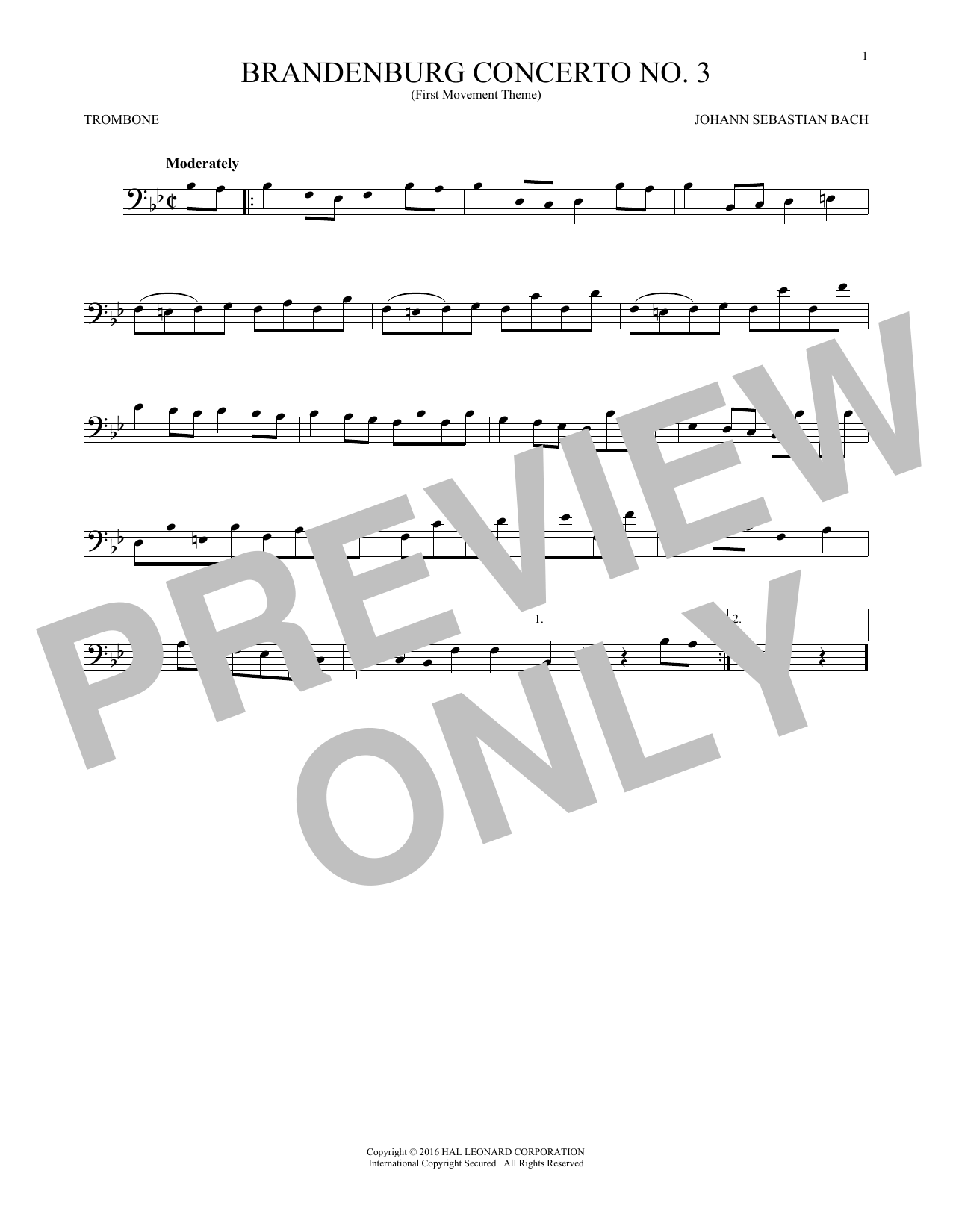 Brandenburg Concerto No. 3 (Trombone Solo) von Johann Sebastian Bach