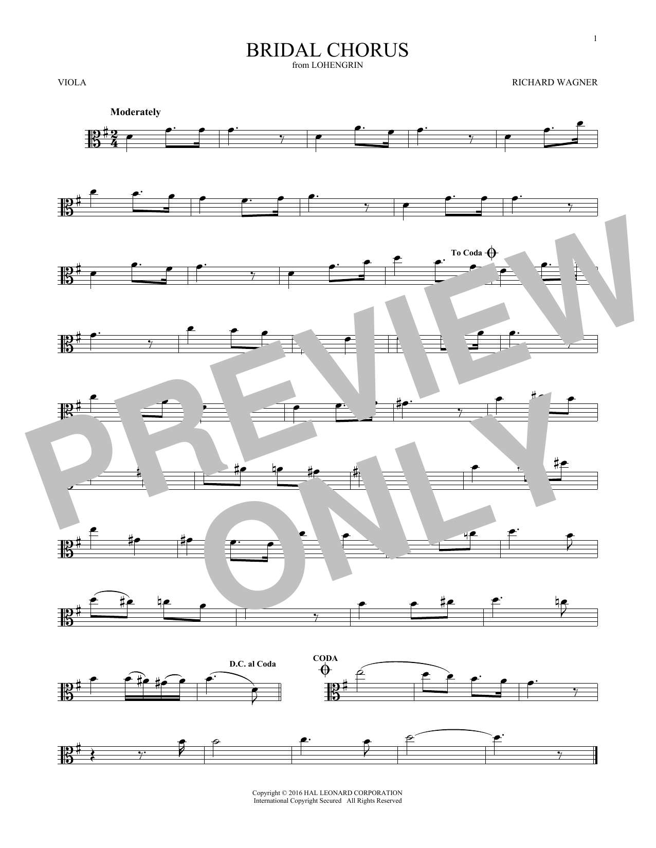Bridal Chorus (Viola Solo) von Richard Wagner