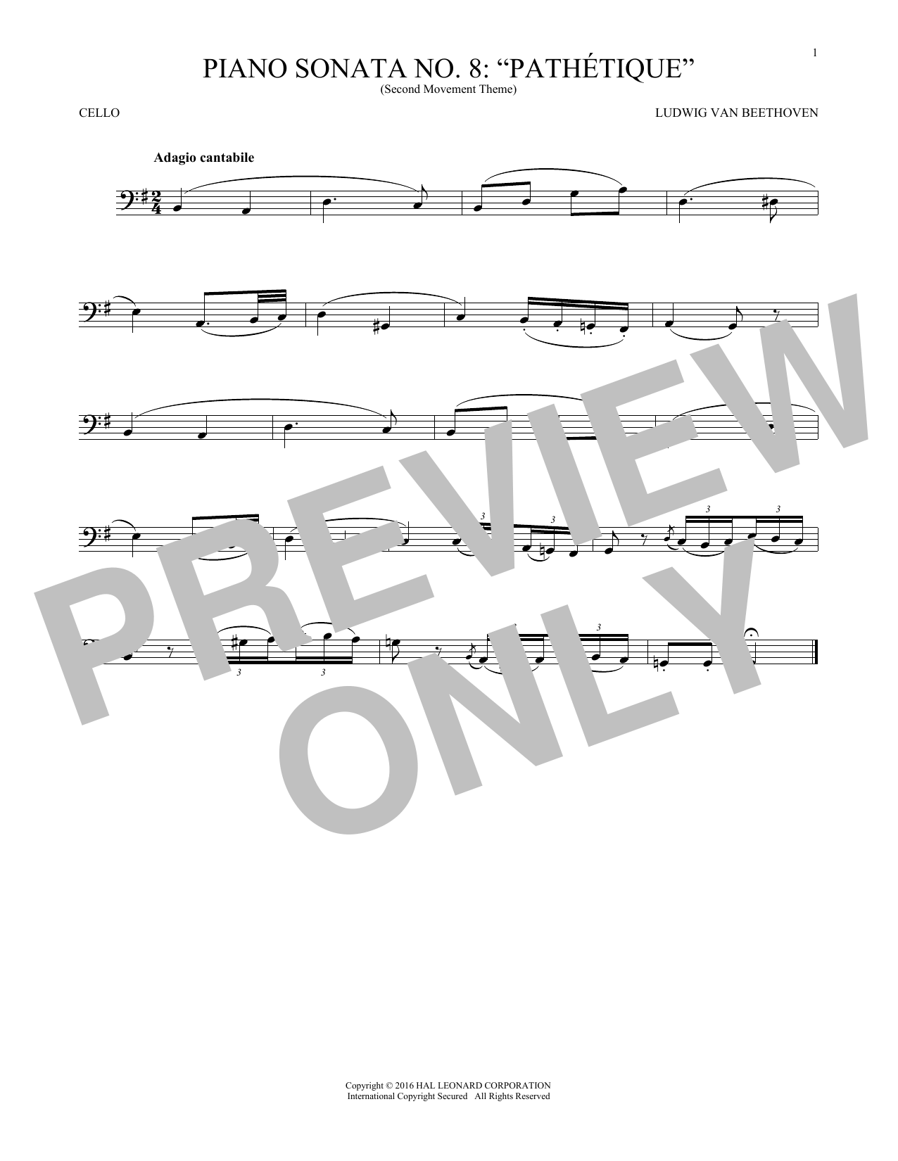 Adagio Cantabile, Op. 13 (Cello Solo) von Ludwig van Beethoven